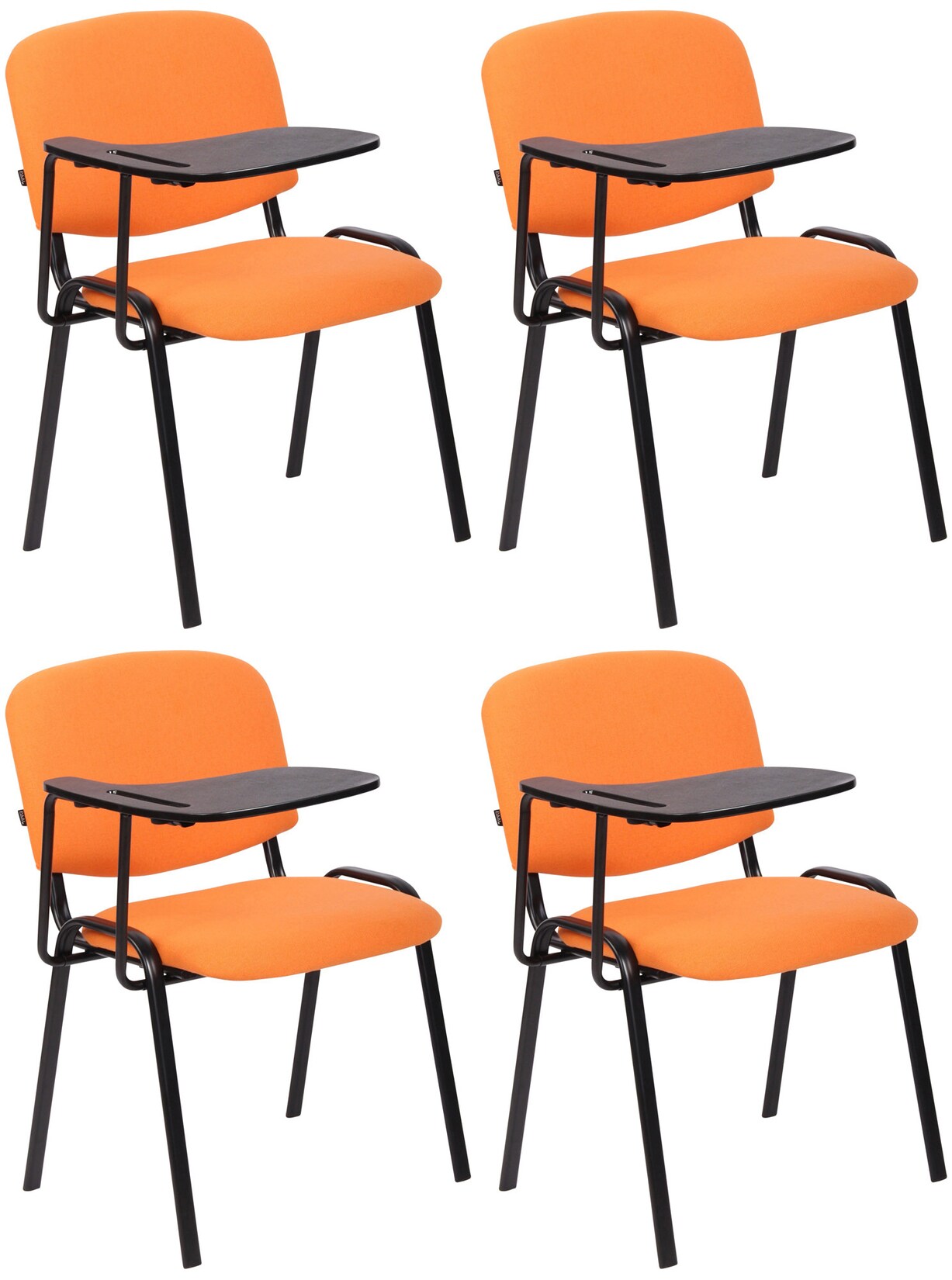 CLP 4er Set Stuhl Ken Mit Klapptisch Stoff I Gepolsterter Schulungsstuhl Mit Schreibtafel | 04255716335557