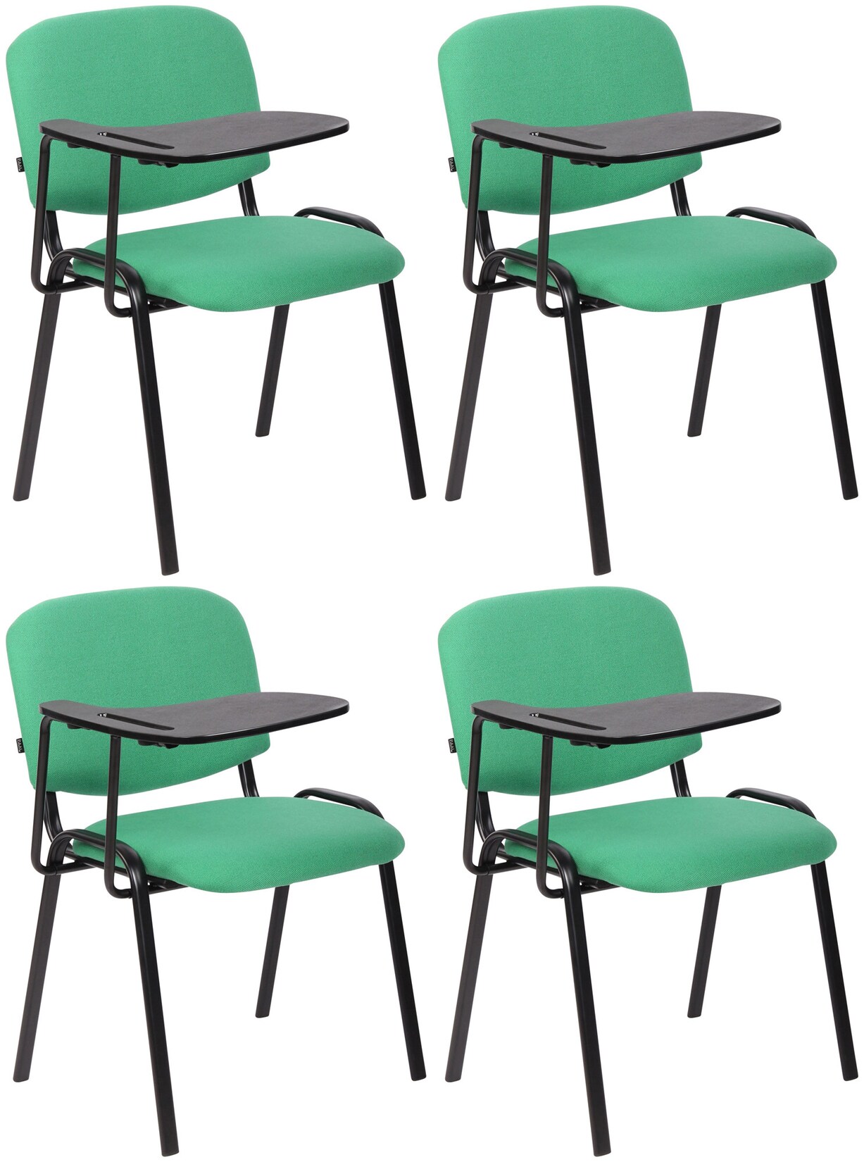 CLP 4er Set Stuhl Ken Mit Klapptisch Stoff I Gepolsterter Schulungsstuhl Mit Schreibtafel | 04255716335571