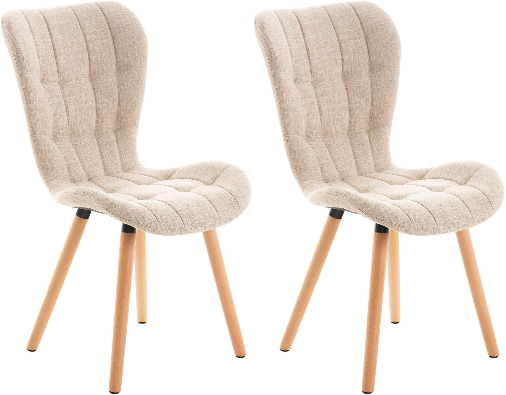 CLP 2er Set Esszimmerstuhl Elda I Stoff, Kunstleder, Samt I Lehnstuhl Mit Robustem Holzgestell Und Stilvollen Ziernähten | 04255716335632