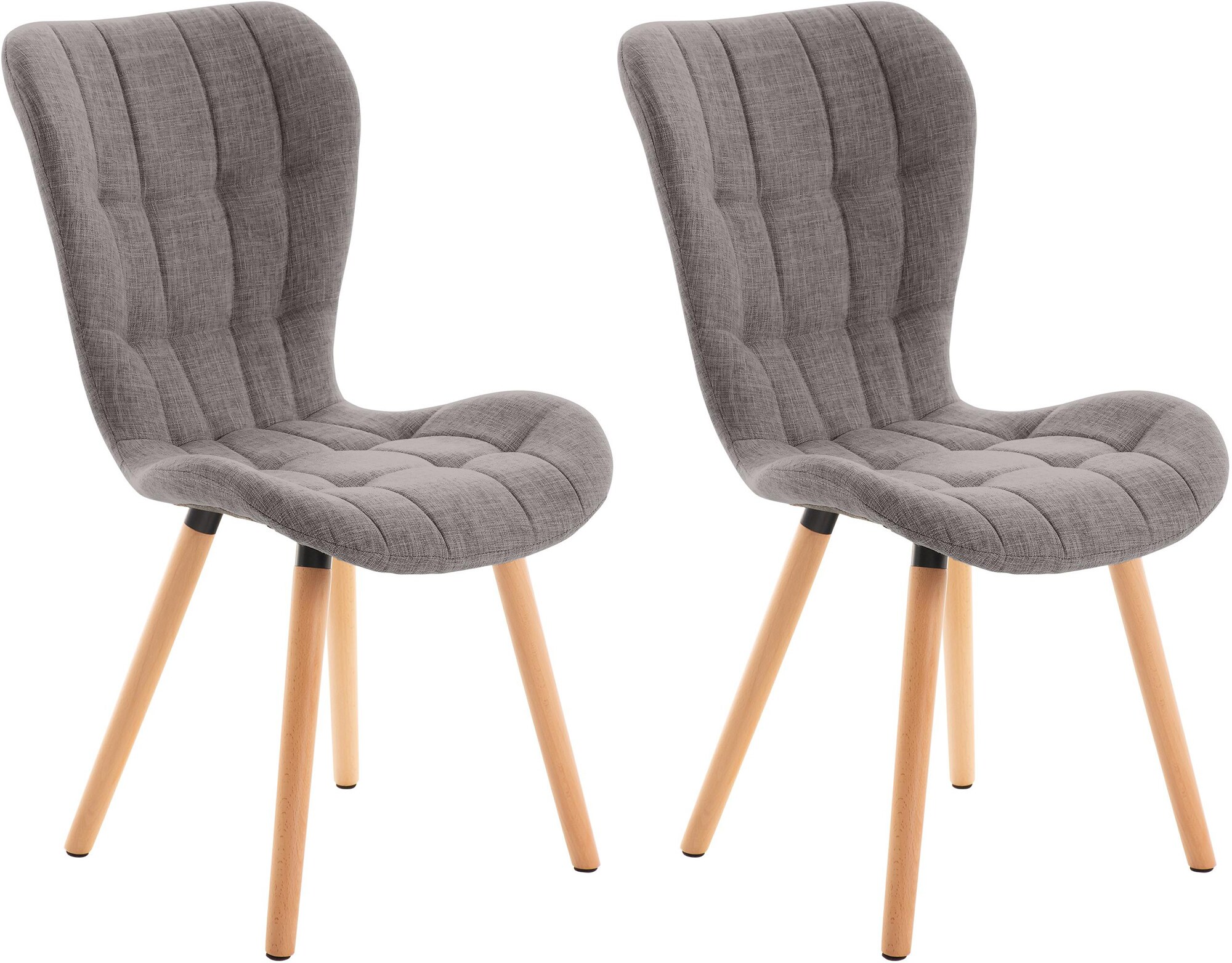 CLP 2er Set Esszimmerstuhl Elda I Stoff, Kunstleder, Samt I Lehnstuhl Mit Robustem Holzgestell Und Stilvollen Ziern&auml;hten - Bild 1