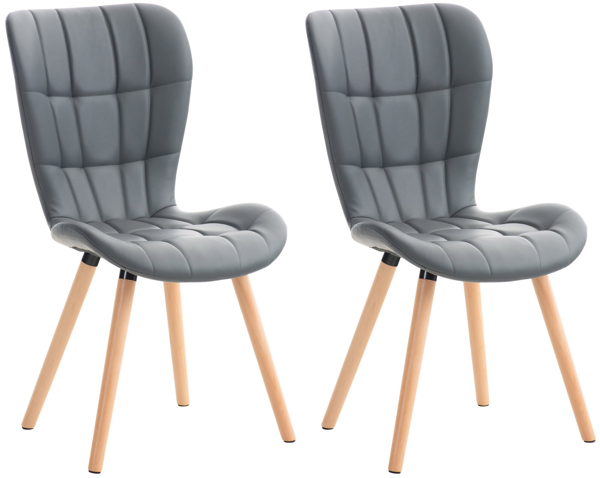 CLP 2er Set Esszimmerstuhl Elda I Stoff, Kunstleder, Samt I Lehnstuhl Mit Robustem Holzgestell Und Stilvollen Ziern&auml;hten - Bild 1