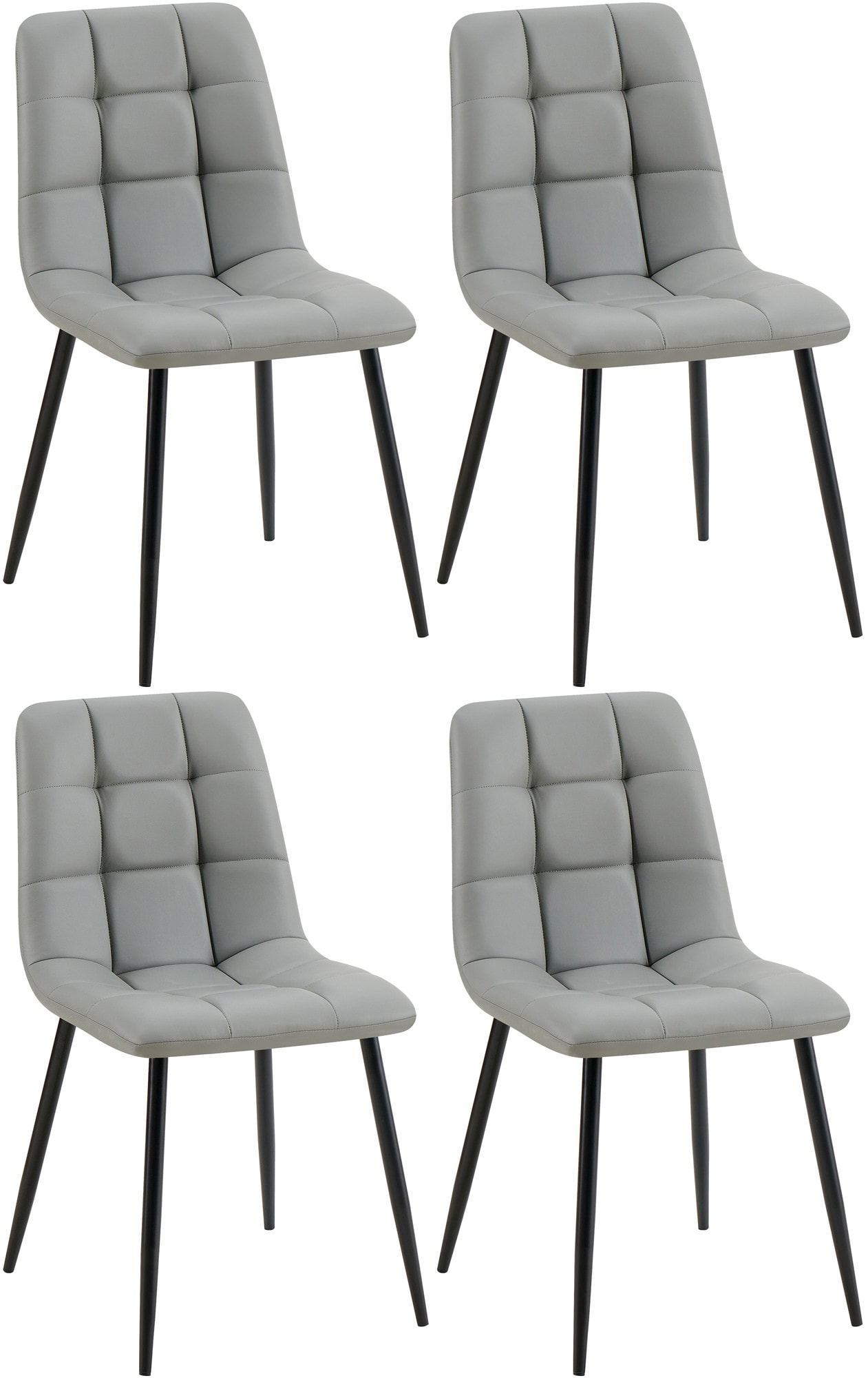 CLP 4er Set Esszimmerstuhl Antibes Kunstleder I Gesteppter Polsterstuhl I K&uuml;chenstuhl Mit Bodenschonern - Bild 1