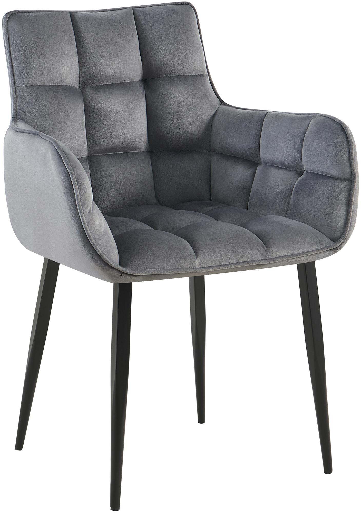 CLP Esszimmerstuhl Tirana I Sessel mit Samtbezug I K&uuml;chenstuhl mit Lehnen und schwarzem Metallgestell - Bild 1