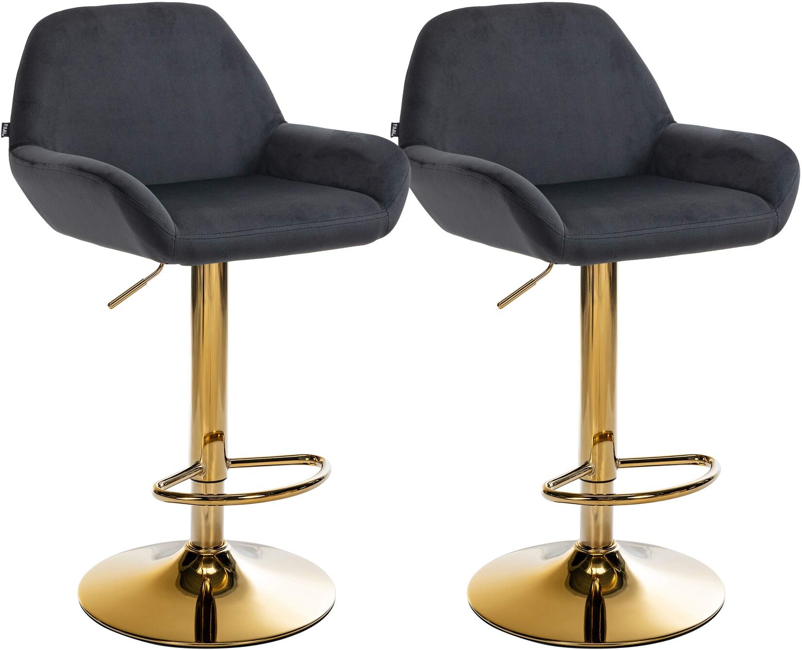 CLP 2er Set Barhocker Braga Gold Samt - Farbe: schwarz