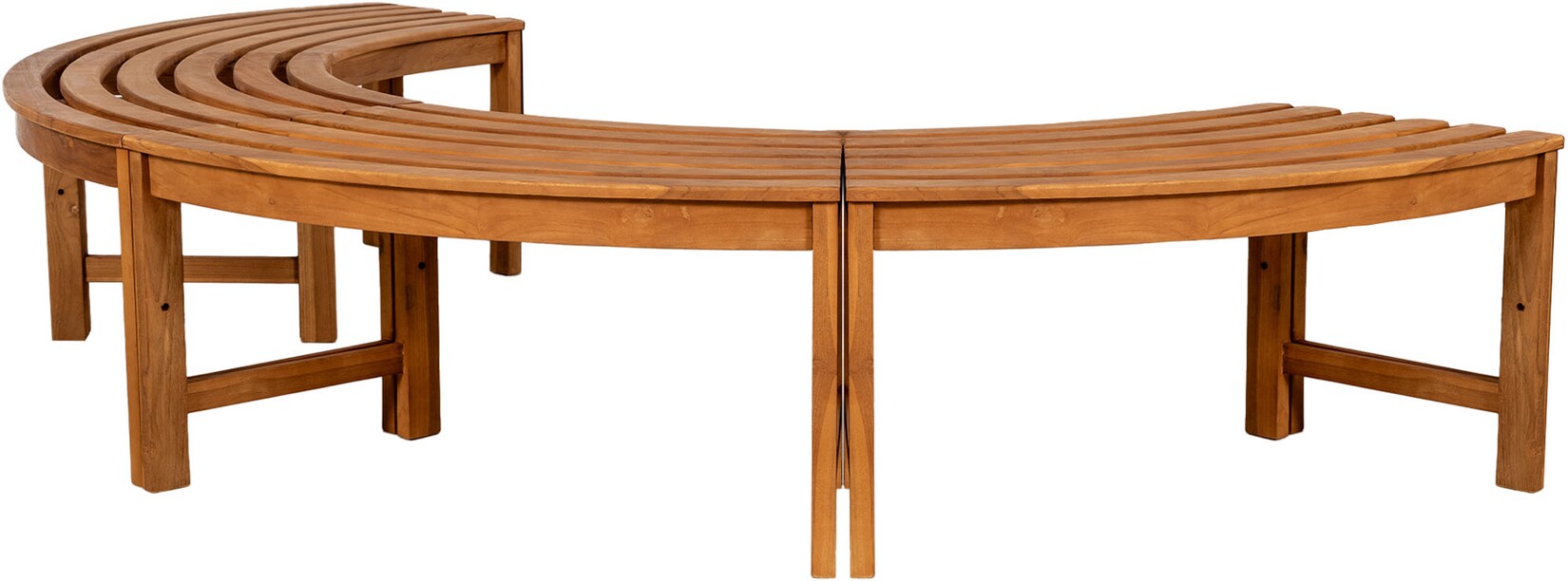 CLP Baumbank Male halbrund ohne Rückenlehne I 180 Grad Gartenbank Durchmesser 250 cm I Sitzbank aus Teakholz massiv und wetterfest | 04255716338718
