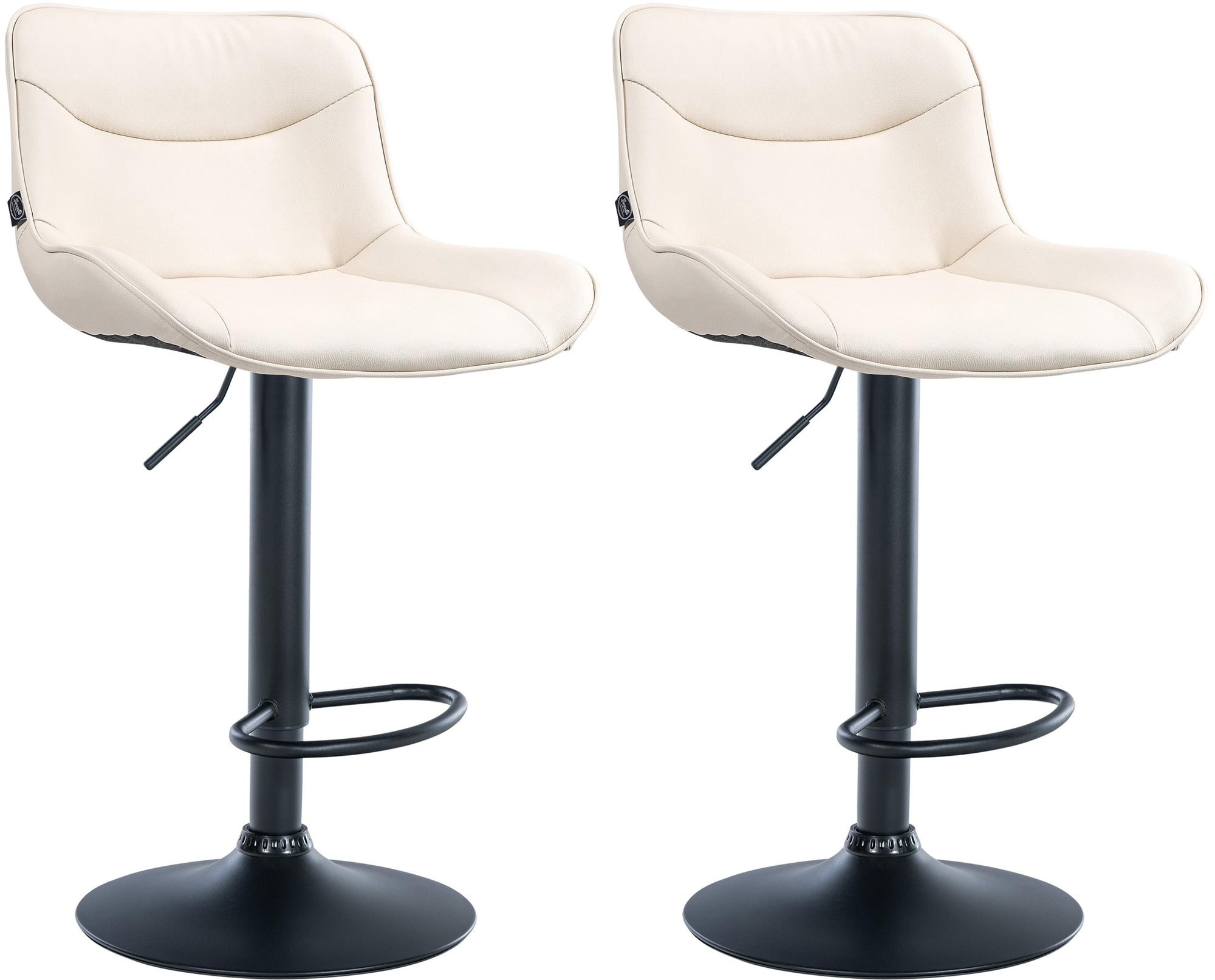 CLP 2er Set Barhocker Vonore Kunstleder I H&ouml;henverstellbar mit Lehne und 360 Grad drehbar I Inkl. Fu&szlig;st&uuml;tze und Metallgestell - Bild 1