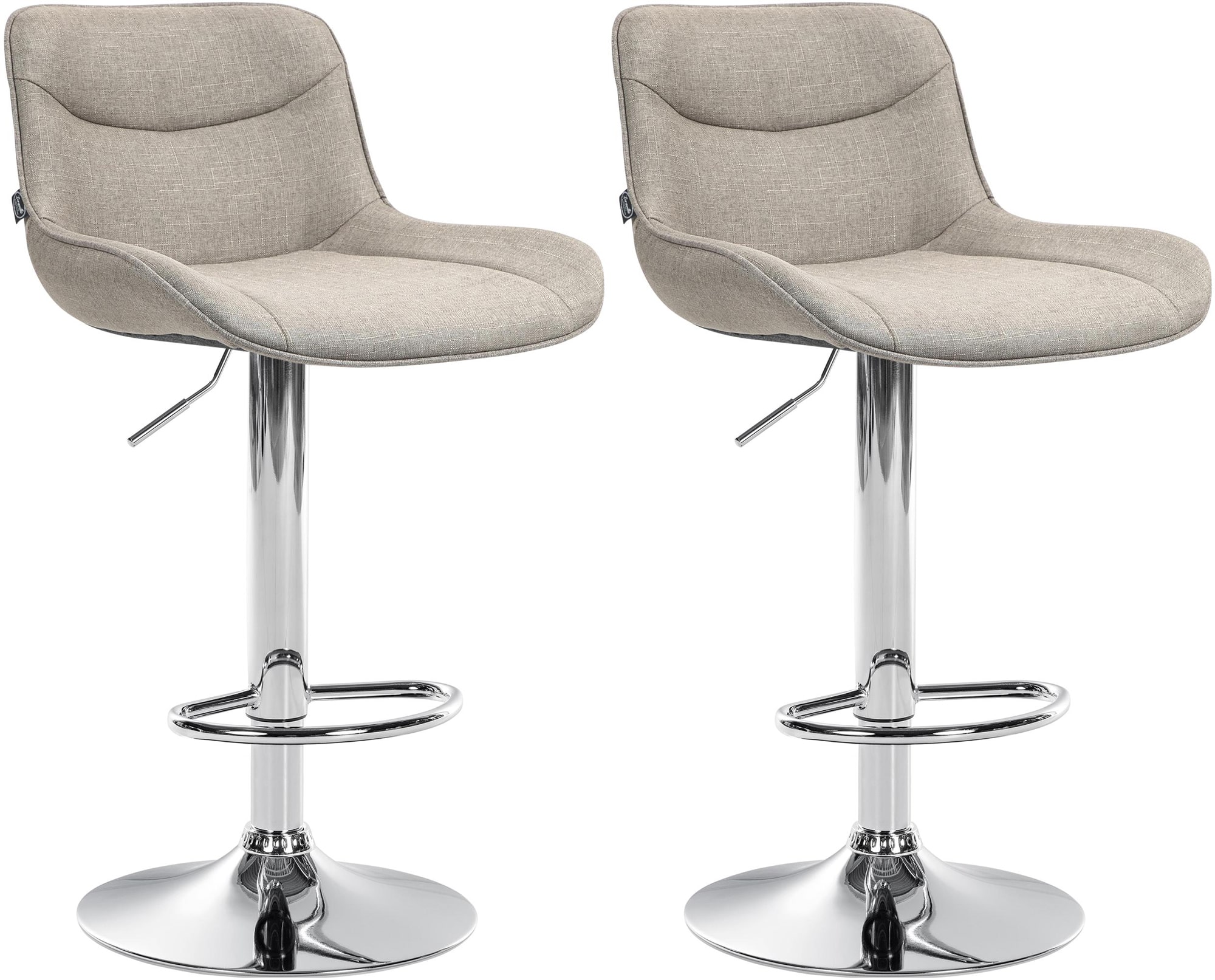 CLP 2er Set Barhocker Vonore Stoff I Mit Lehne, H&ouml;henverstellbar und 360 Grad drehbar I Mit Fu&szlig;st&uuml;tze, Metallgestell und Bodenschoner - Bild 1