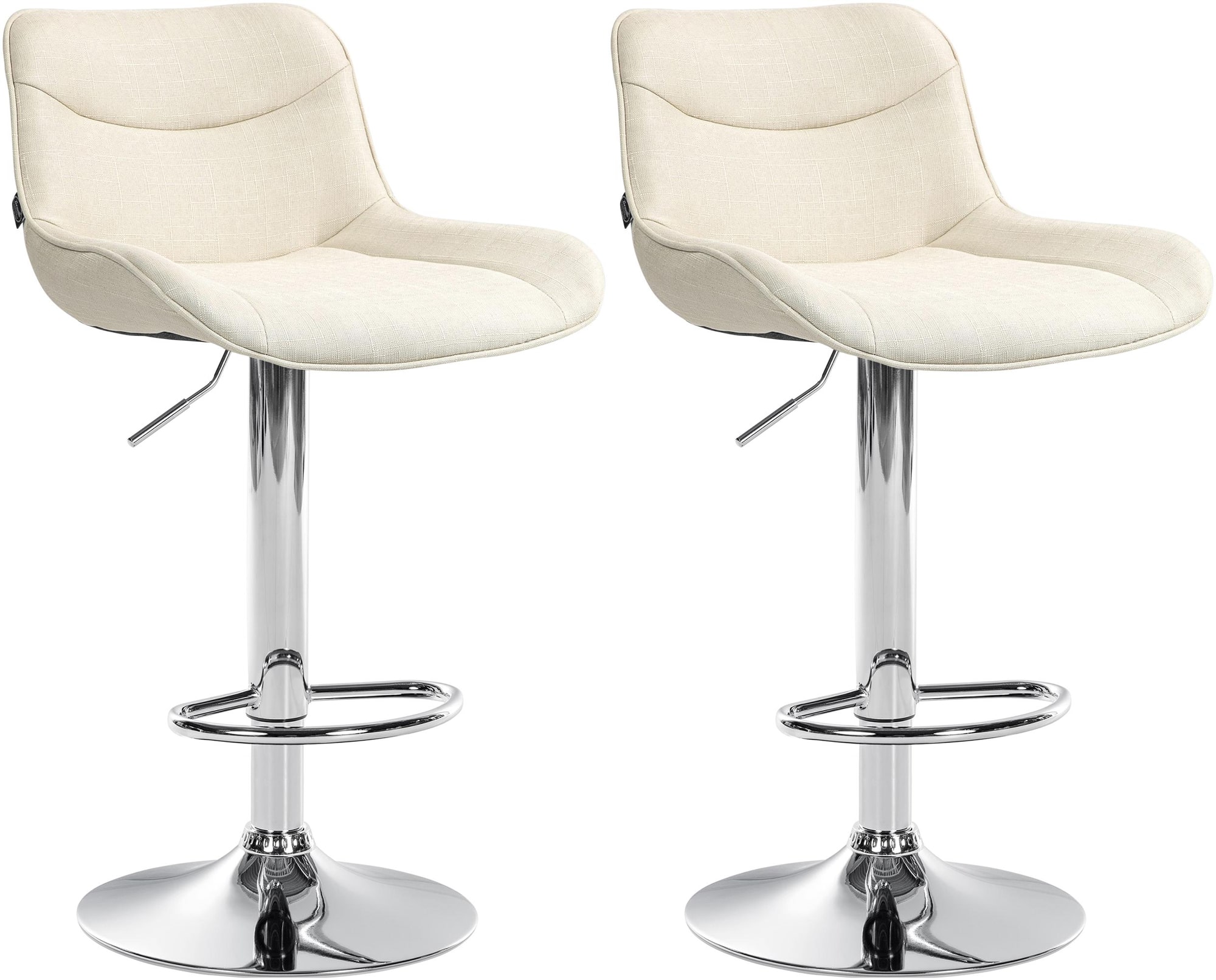 CLP 2er Set Barhocker Vonore Stoff I Mit Lehne, H&ouml;henverstellbar und 360 Grad drehbar I Mit Fu&szlig;st&uuml;tze, Metallgestell und Bodenschoner - Bild 1