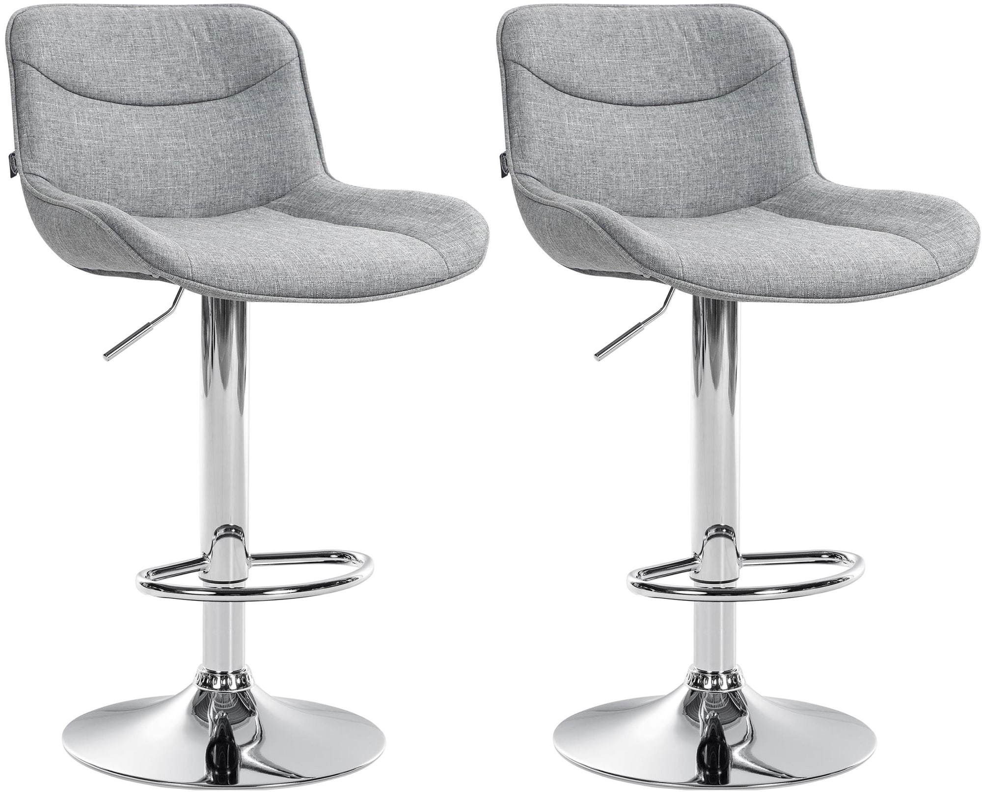 CLP 2er Set Barhocker Vonore Stoff I Mit Lehne, H&ouml;henverstellbar und 360 Grad drehbar I Mit Fu&szlig;st&uuml;tze, Metallgestell und Bodenschoner - Bild 1