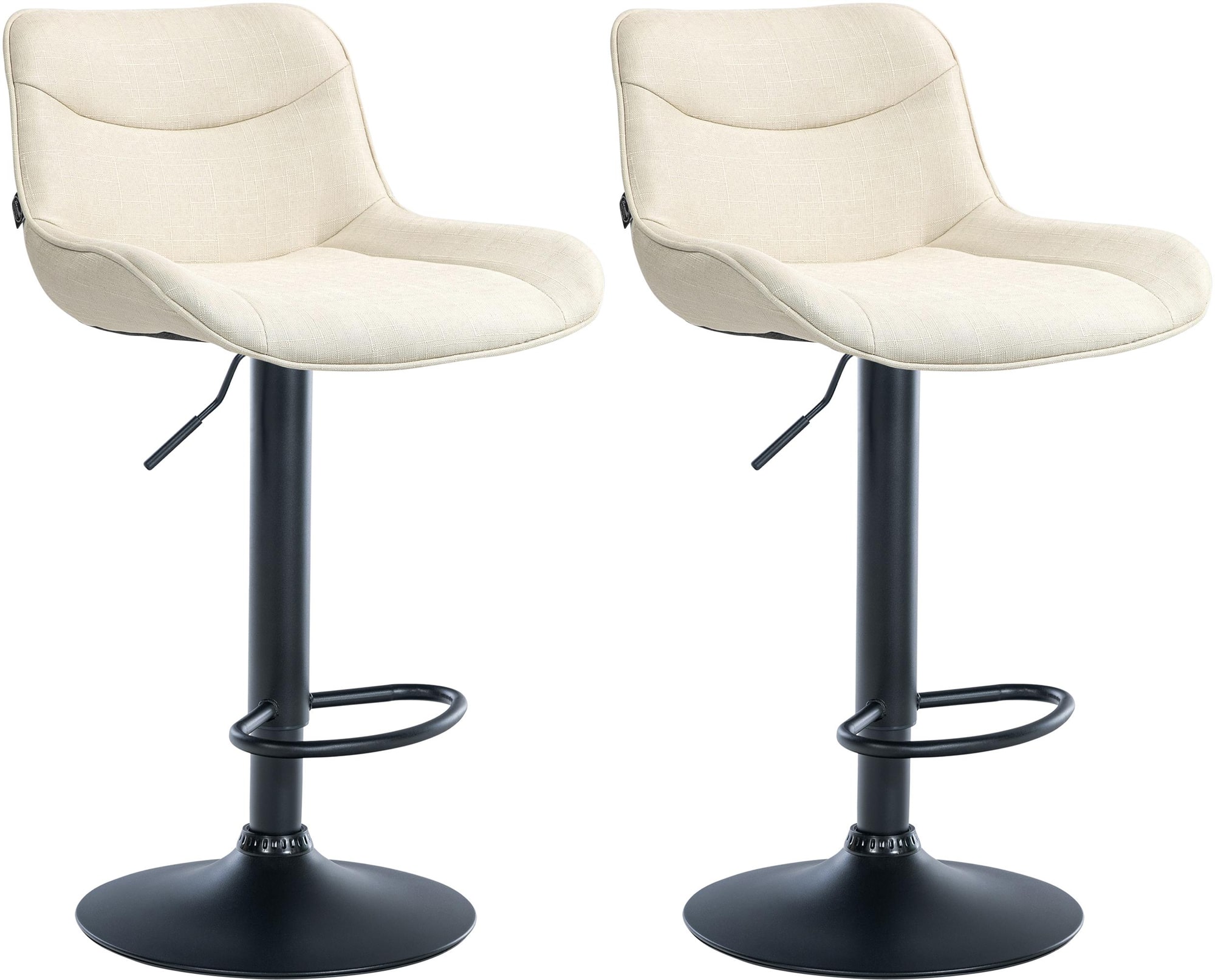 CLP 2er Set Barhocker Vonore Stoff I Mit Lehne, H&ouml;henverstellbar und 360 Grad drehbar I Mit Fu&szlig;st&uuml;tze, Metallgestell und Bodenschoner - Bild 1