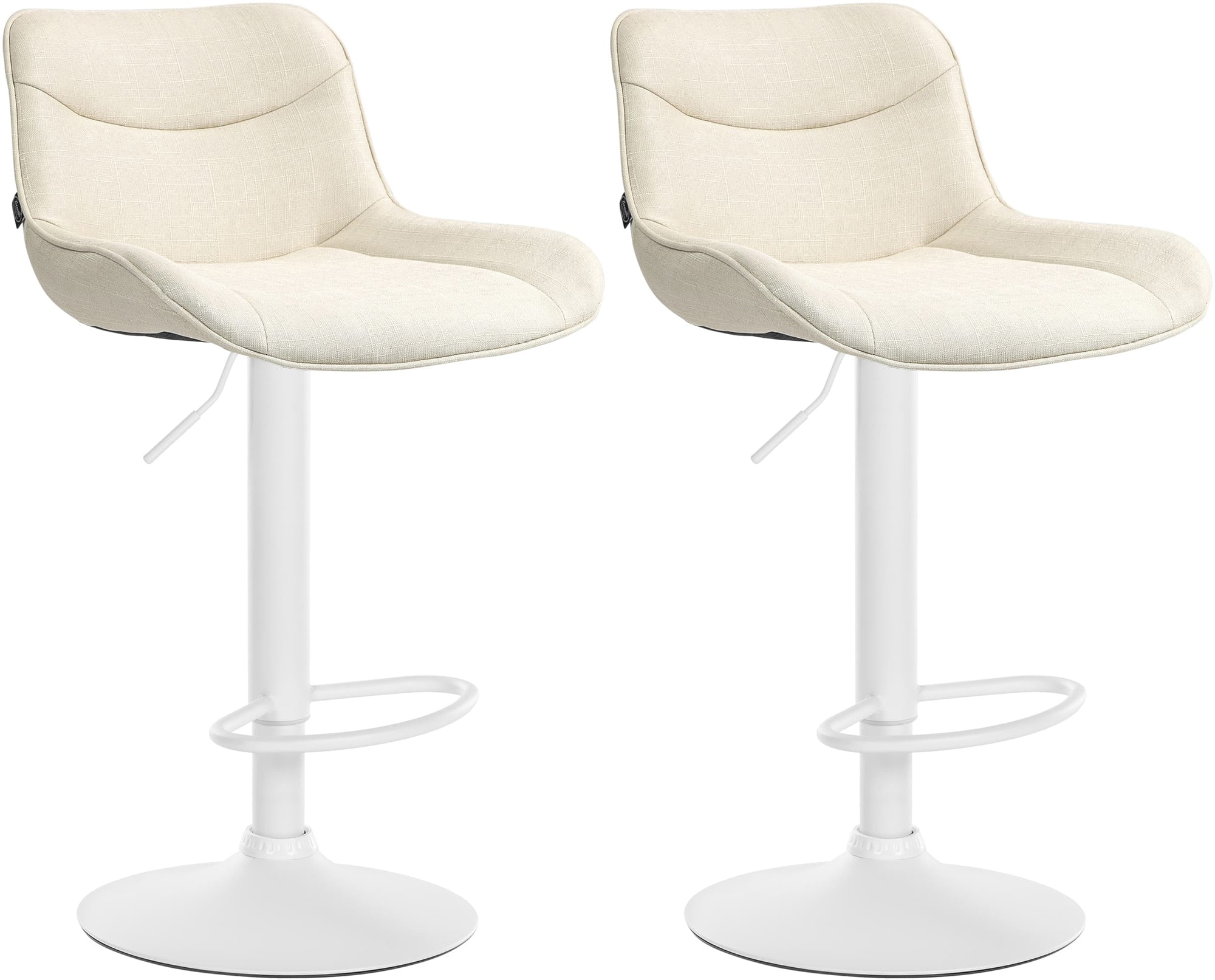 CLP 2er Set Barhocker Vonore Stoff I Mit Lehne, H&ouml;henverstellbar und 360 Grad drehbar I Mit Fu&szlig;st&uuml;tze, Metallgestell und Bodenschoner - Bild 1
