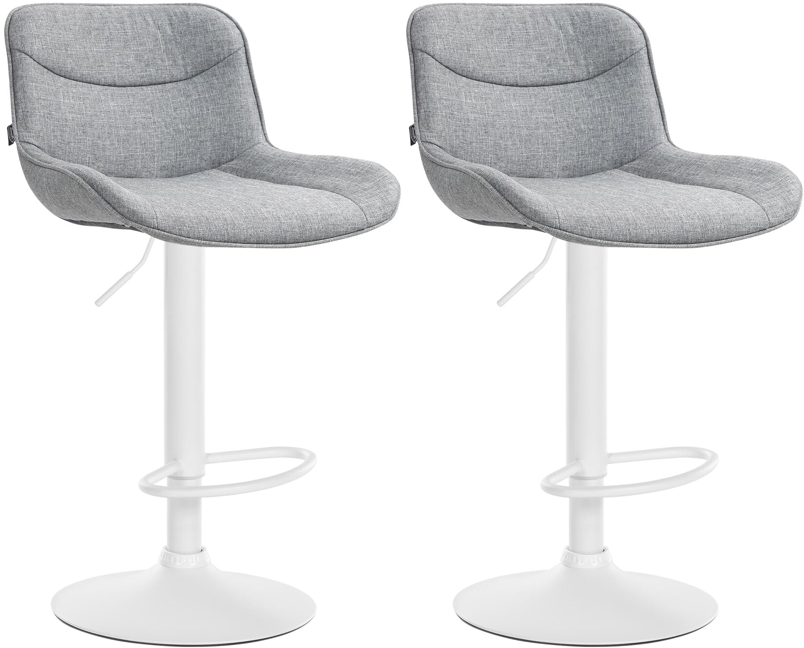 CLP 2er Set Barhocker Vonore Stoff I Mit Lehne, Höhenverstellbar und 360 Grad drehbar I Mit Fußstütze, Metallgestell und Bodenschoner | 04255716339838