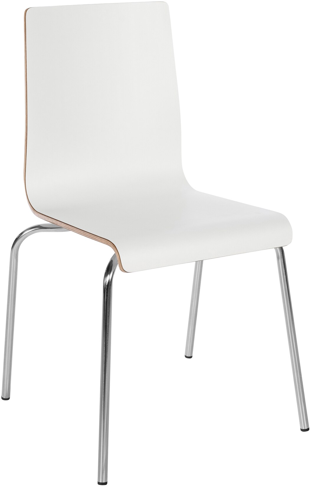 CLP Stuhl stapelbar Gahanna, Stapelstuhl aus Formholz mit HPL-Laminat, Stahlgestell verchromt belastbar bis 150 kg, Esszimmer und Büro