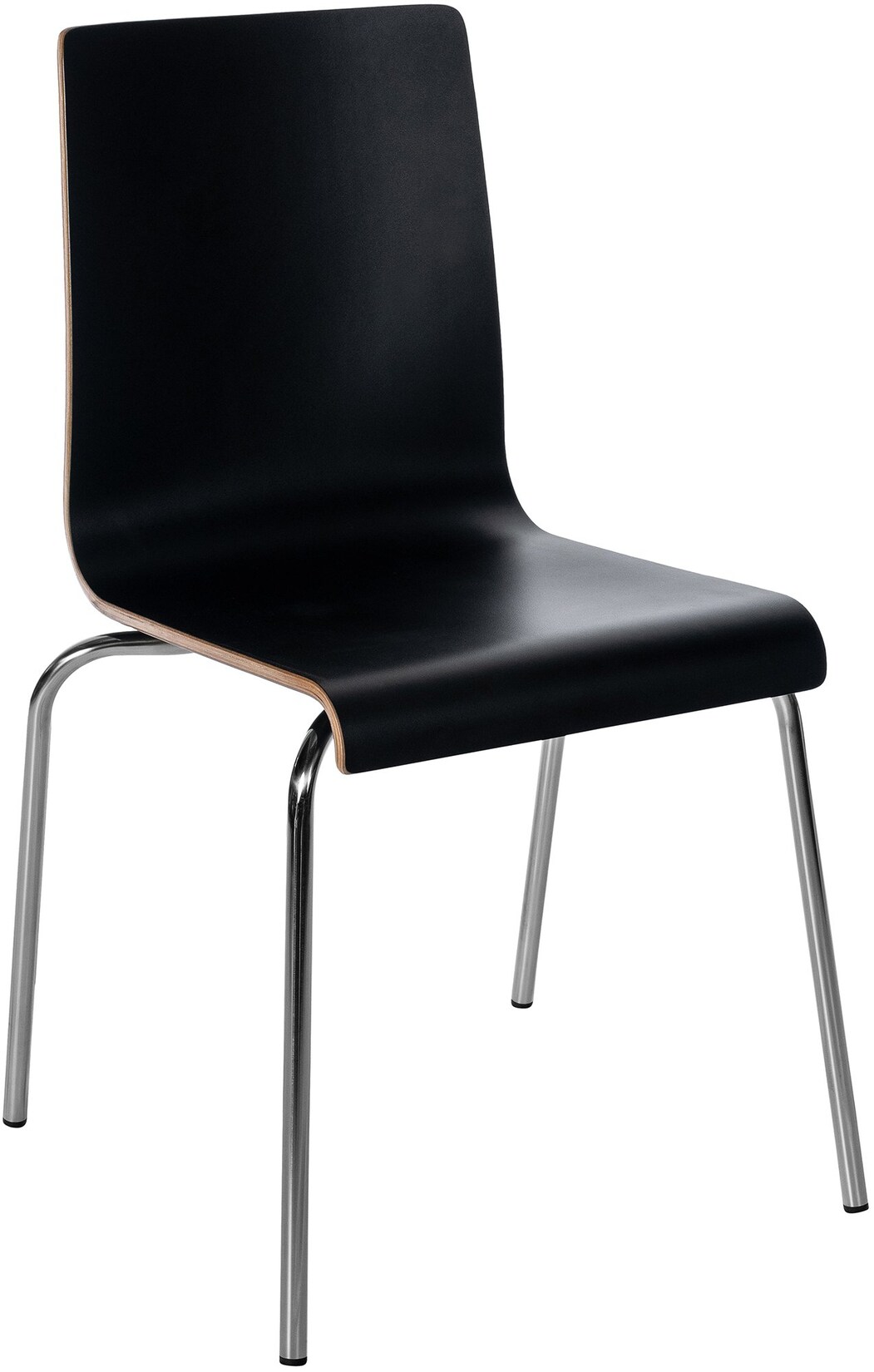 CLP Stuhl stapelbar Gahanna, Stapelstuhl aus Formholz mit HPL-Laminat, Stahlgestell verchromt belastbar bis 150 kg, Esszimmer und Büro