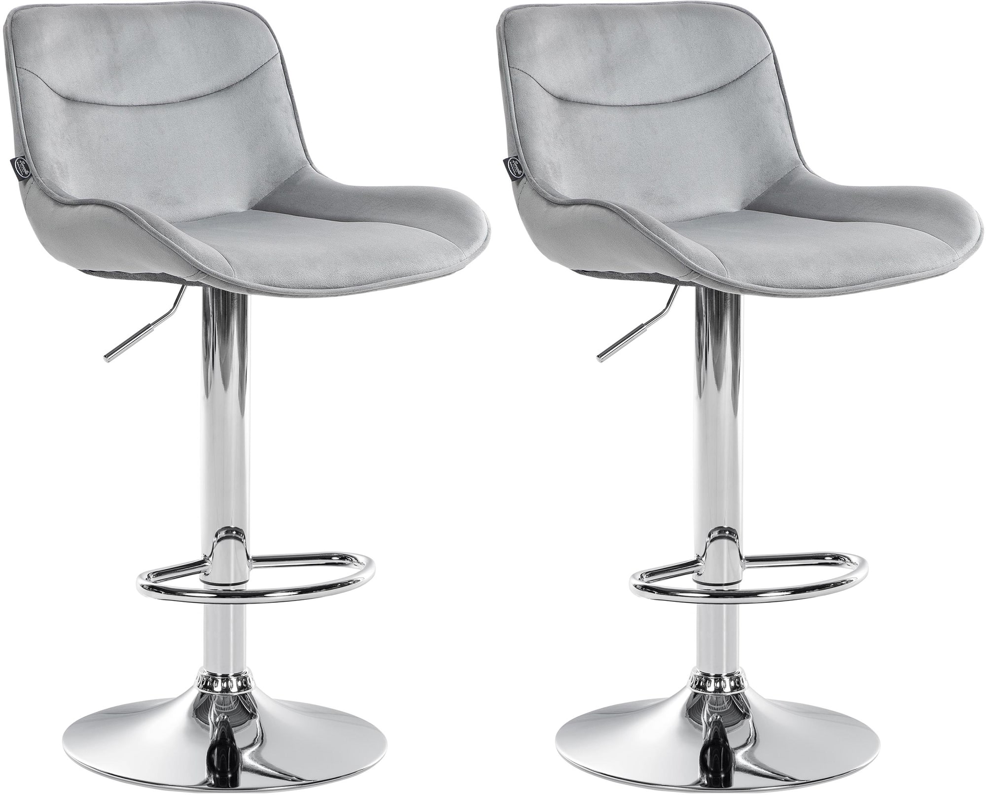 CLP 2er Set Barhocker Vonore Samt I H&ouml;henverstellbar mit Lehne, 360 Grad drehbar I Mit Fu&szlig;st&uuml;tze und Metallgestell - Bild 1
