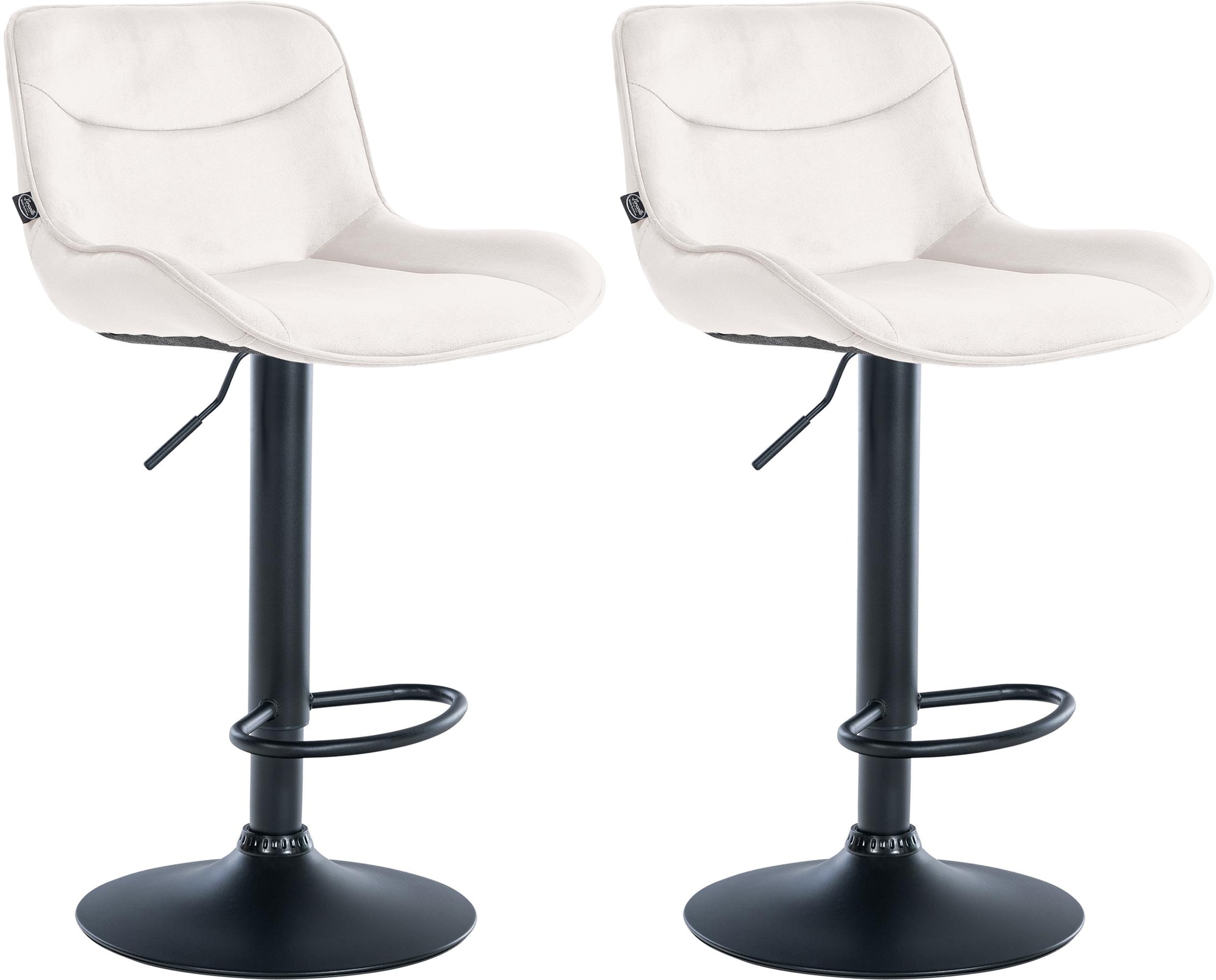 CLP 2er Set Barhocker Vonore Samt I H&ouml;henverstellbar mit Lehne, 360 Grad drehbar I Mit Fu&szlig;st&uuml;tze und Metallgestell - Bild 1