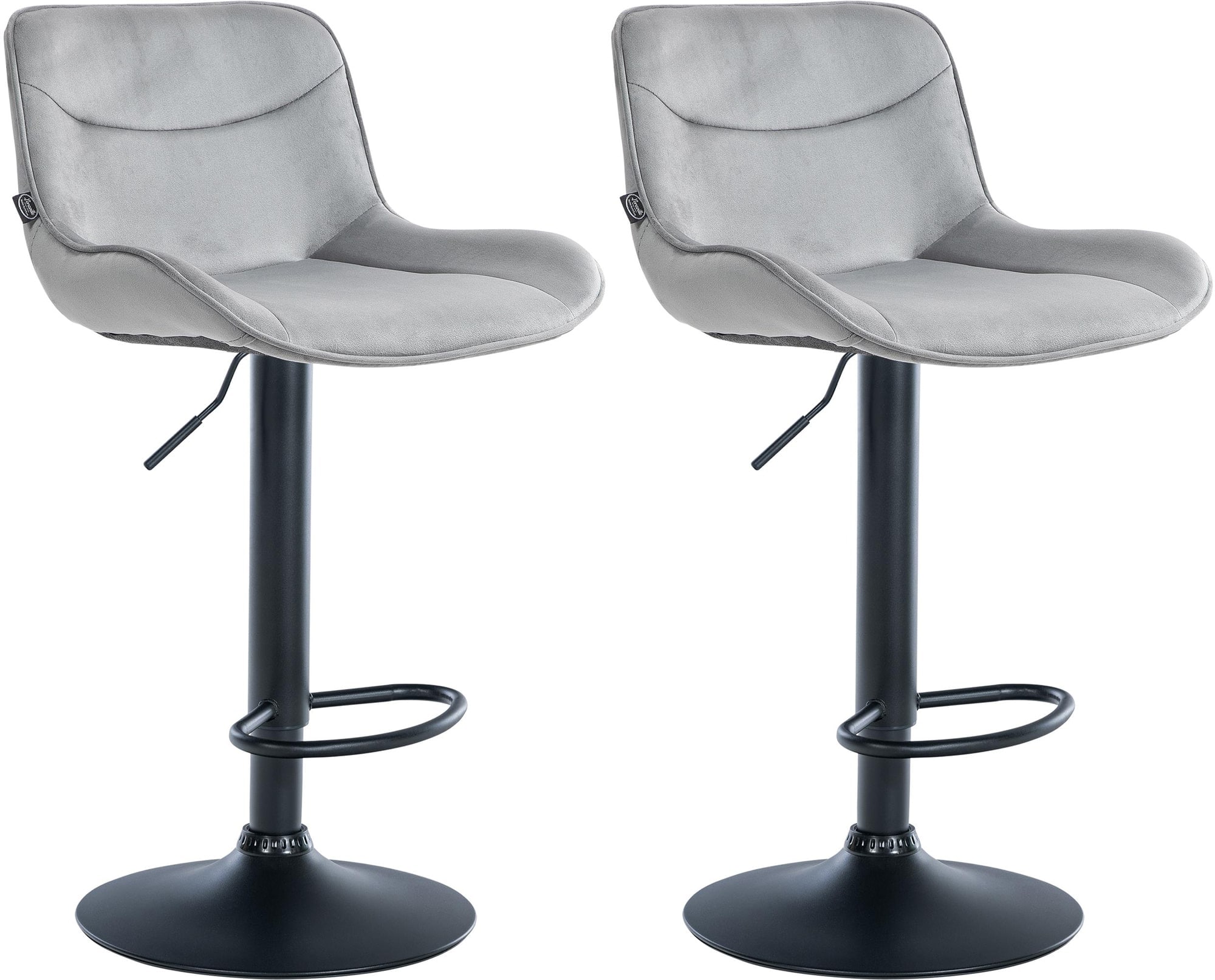 CLP 2er Set Barhocker Vonore Samt I H&ouml;henverstellbar mit Lehne, 360 Grad drehbar I Mit Fu&szlig;st&uuml;tze und Metallgestell - Bild 1