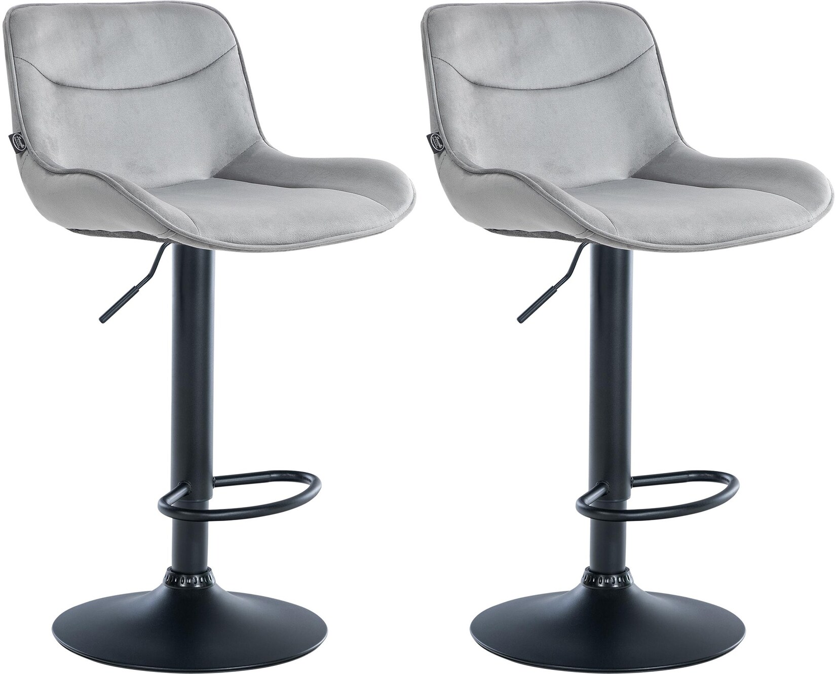 CLP 2er Set Barhocker Vonore Samt I Höhenverstellbar mit Lehne, 360 Grad drehbar I Mit Fußstütze und Metallgestell | 04255716340117