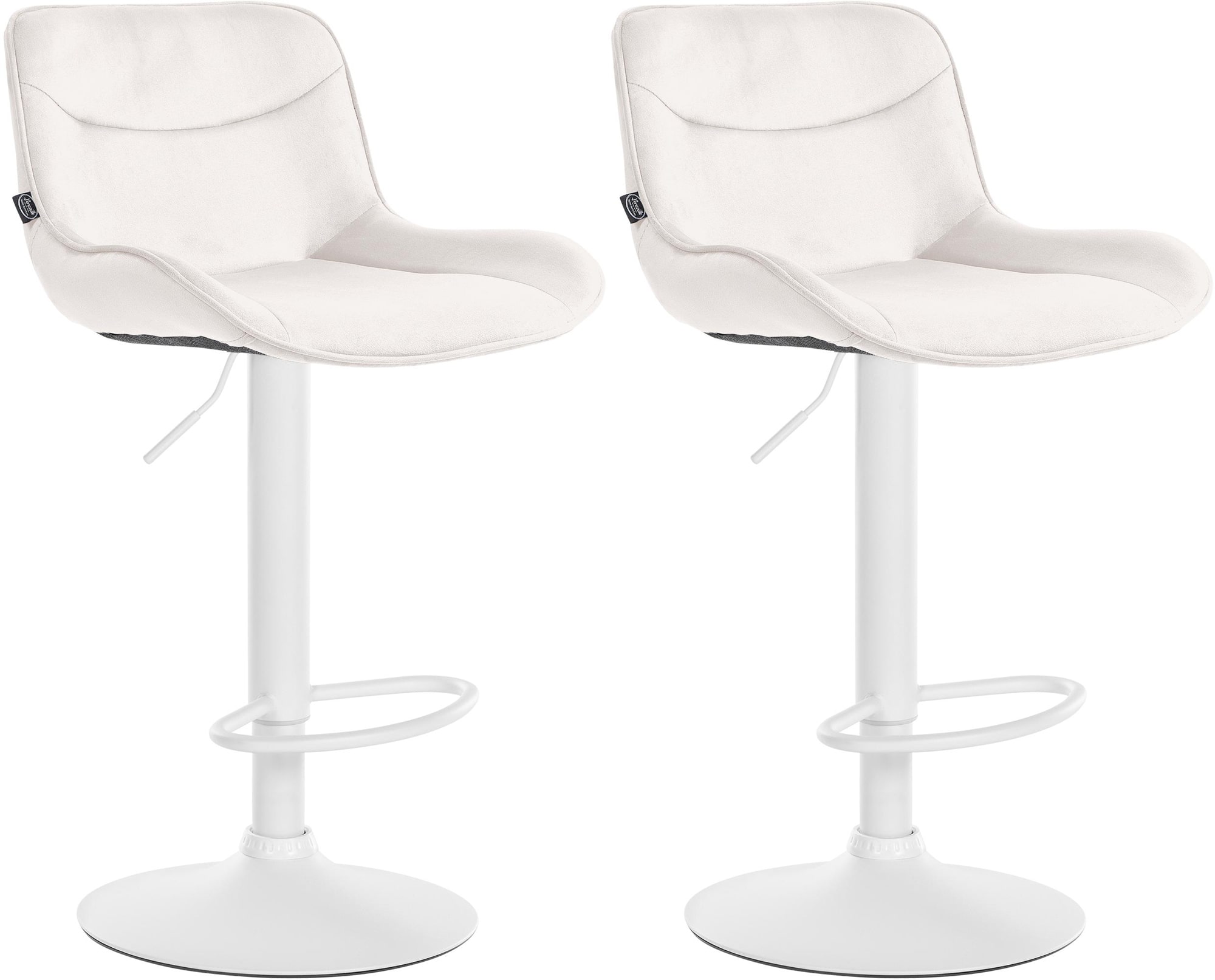 CLP 2er Set Barhocker Vonore Samt I H&ouml;henverstellbar mit Lehne, 360 Grad drehbar I Mit Fu&szlig;st&uuml;tze und Metallgestell - Bild 1