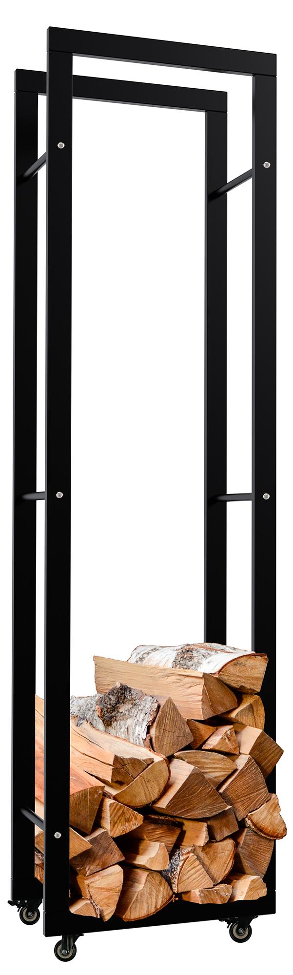 CLP Kaminholzst&auml;nder Keri mit Rollen I Kaminholzregal aus schwarzem Metall I Aufbewahrung f&uuml;r Brennholz - Bild 1