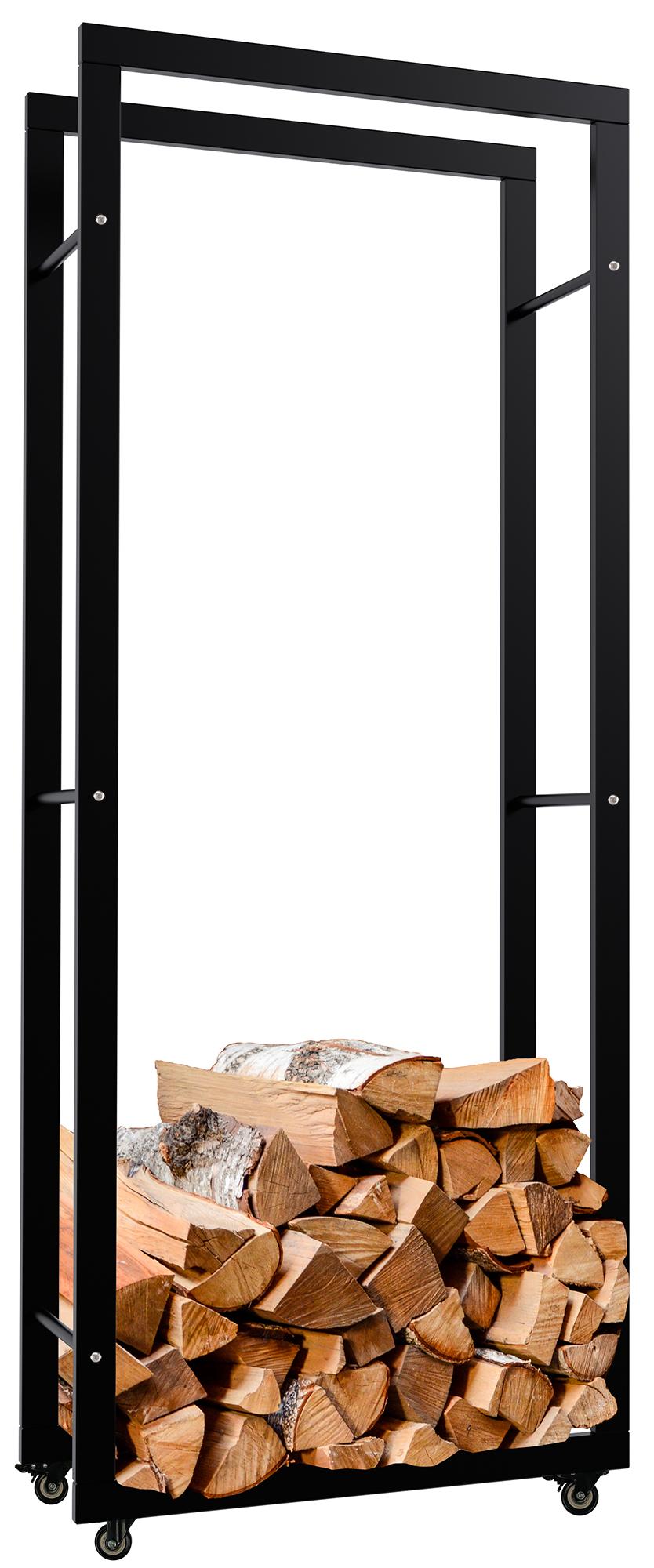 CLP Kaminholzst&auml;nder Keri mit Rollen I Kaminholzregal aus schwarzem Metall I Aufbewahrung f&uuml;r Brennholz - Bild 1