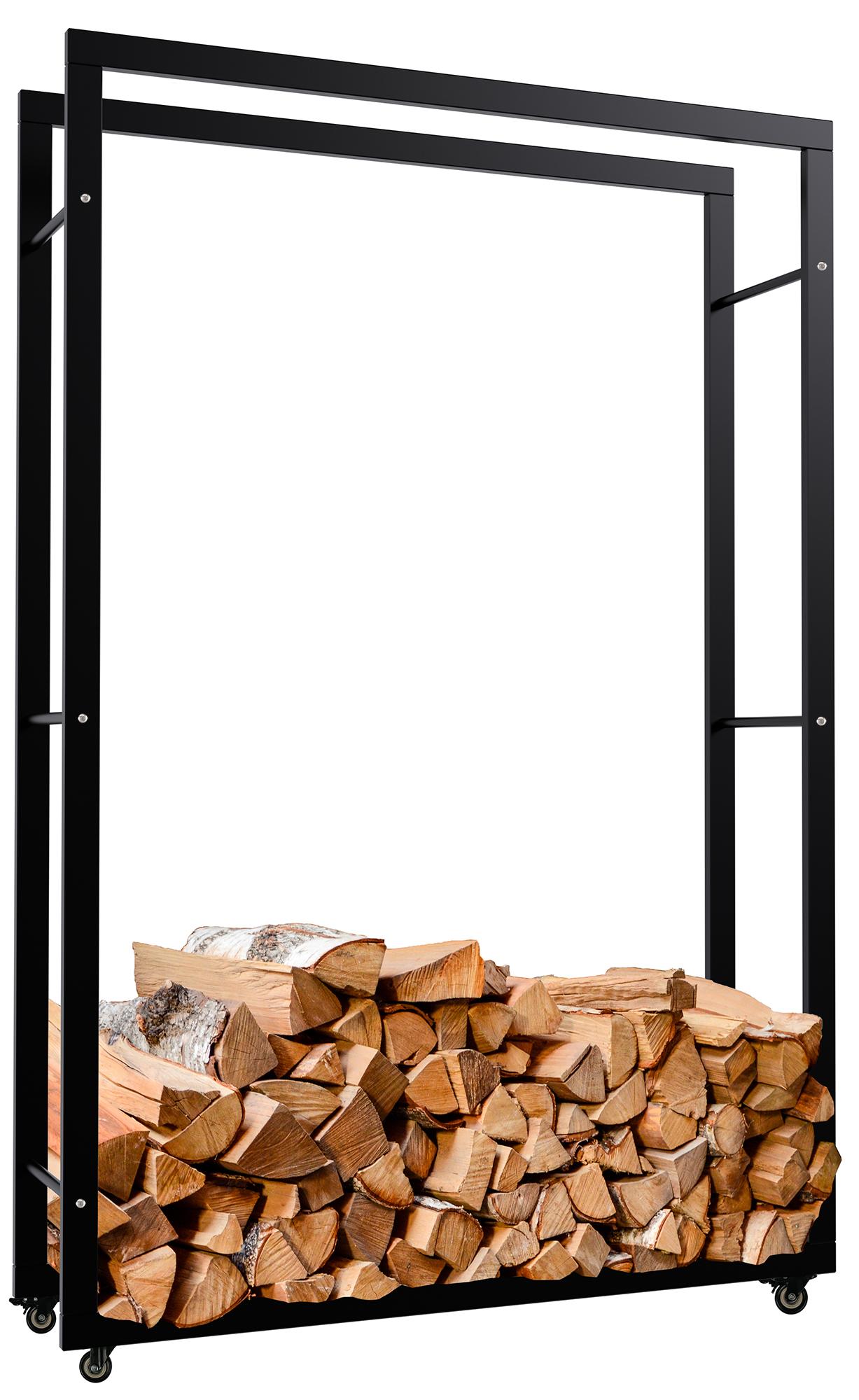 CLP Kaminholzst&auml;nder Keri mit Rollen I Kaminholzregal aus schwarzem Metall I Aufbewahrung f&uuml;r Brennholz - Bild 1