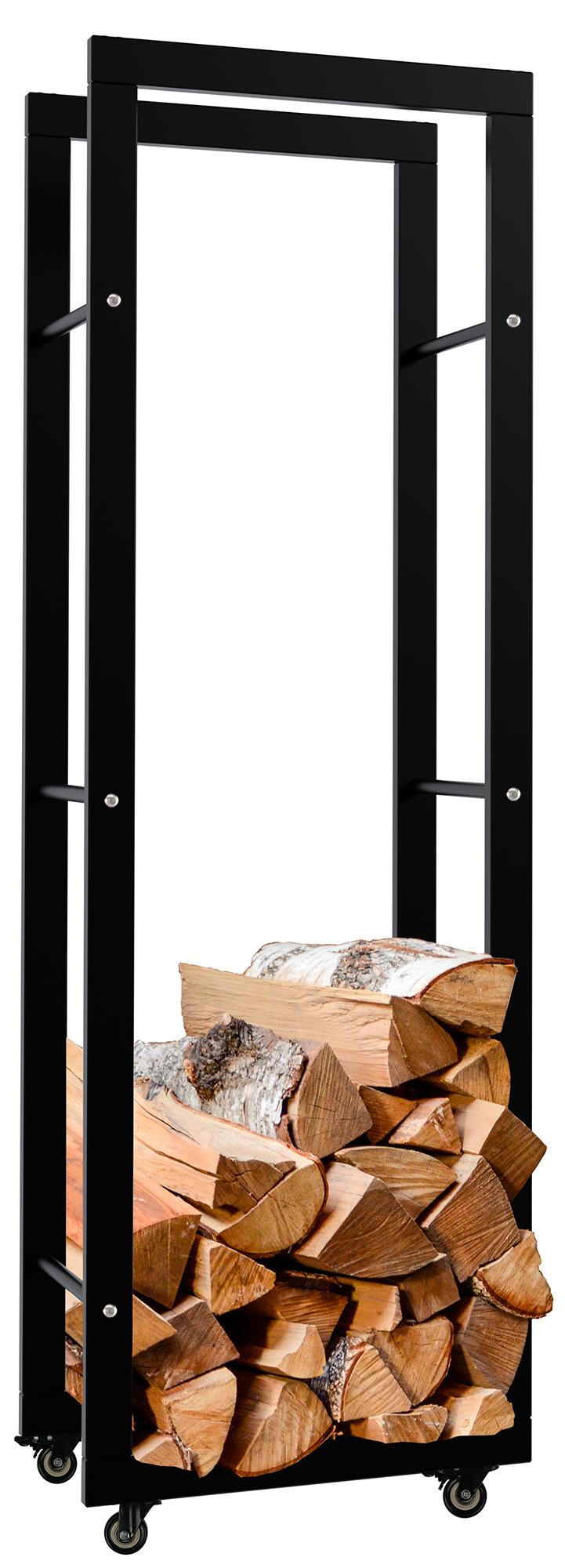 CLP Kaminholzst&auml;nder Keri mit Rollen I Kaminholzregal aus schwarzem Metall I Aufbewahrung f&uuml;r Brennholz - Bild 1