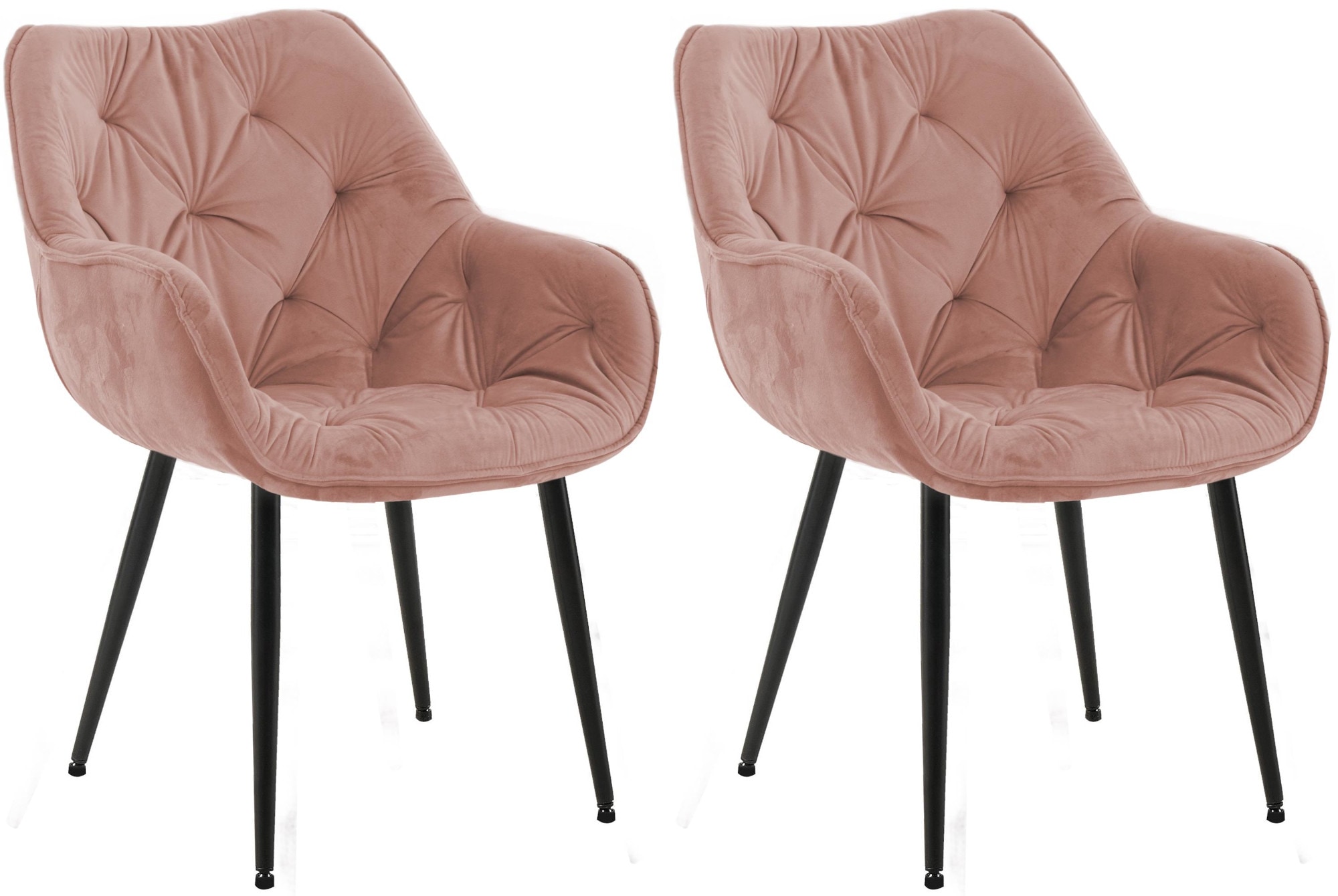 CLP 2er Set Stuhl Tanna Samt I Esszimmerstuhl Mit Armlehne I Gesteppter Polsterstuhl - Bild 1