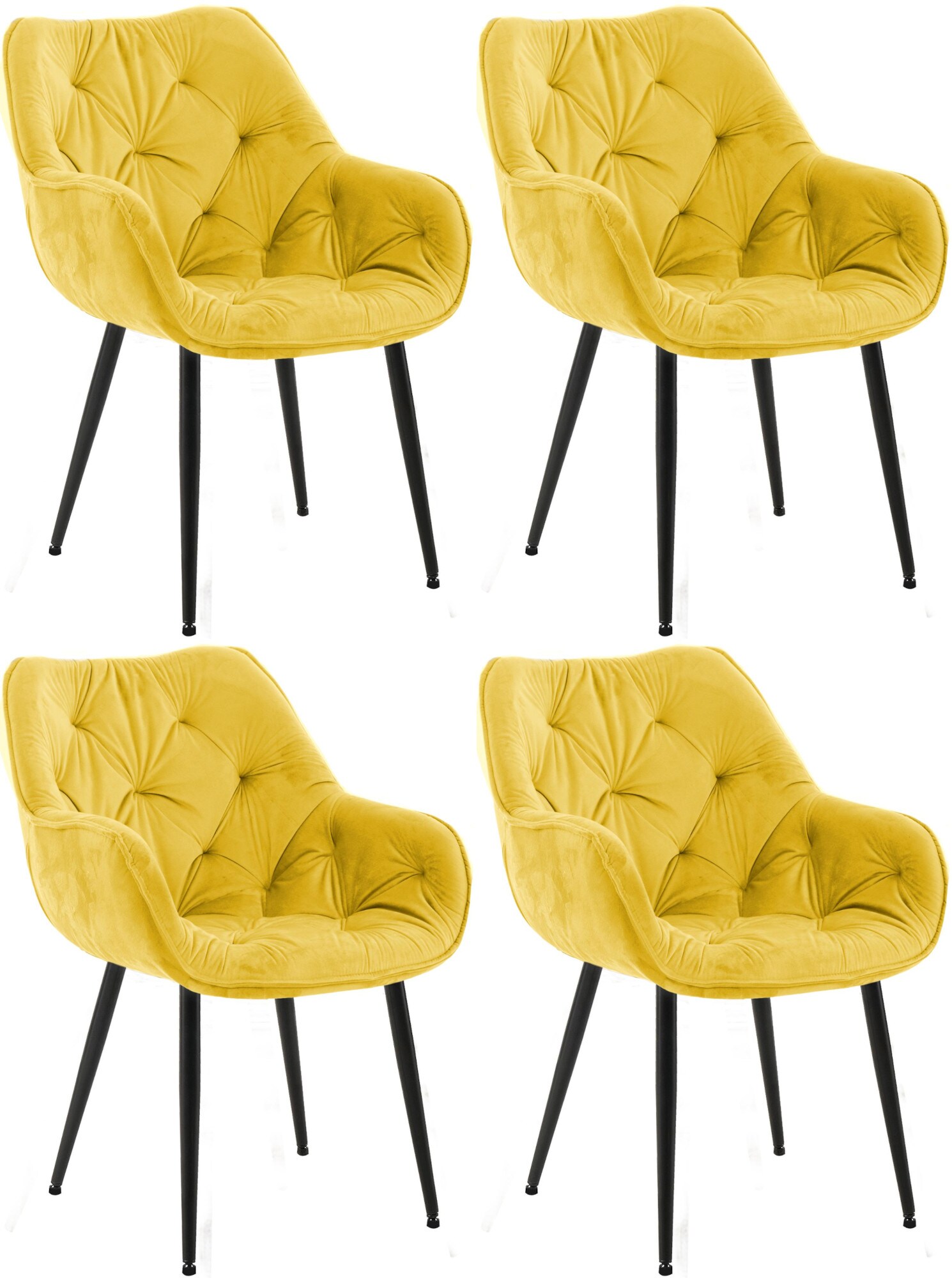 CLP 4er Set Stuhl Tanna Samt I Gesteppter Polsterstuhl I Esszimmerstuhl Mit Bodenschonern - Bild 1