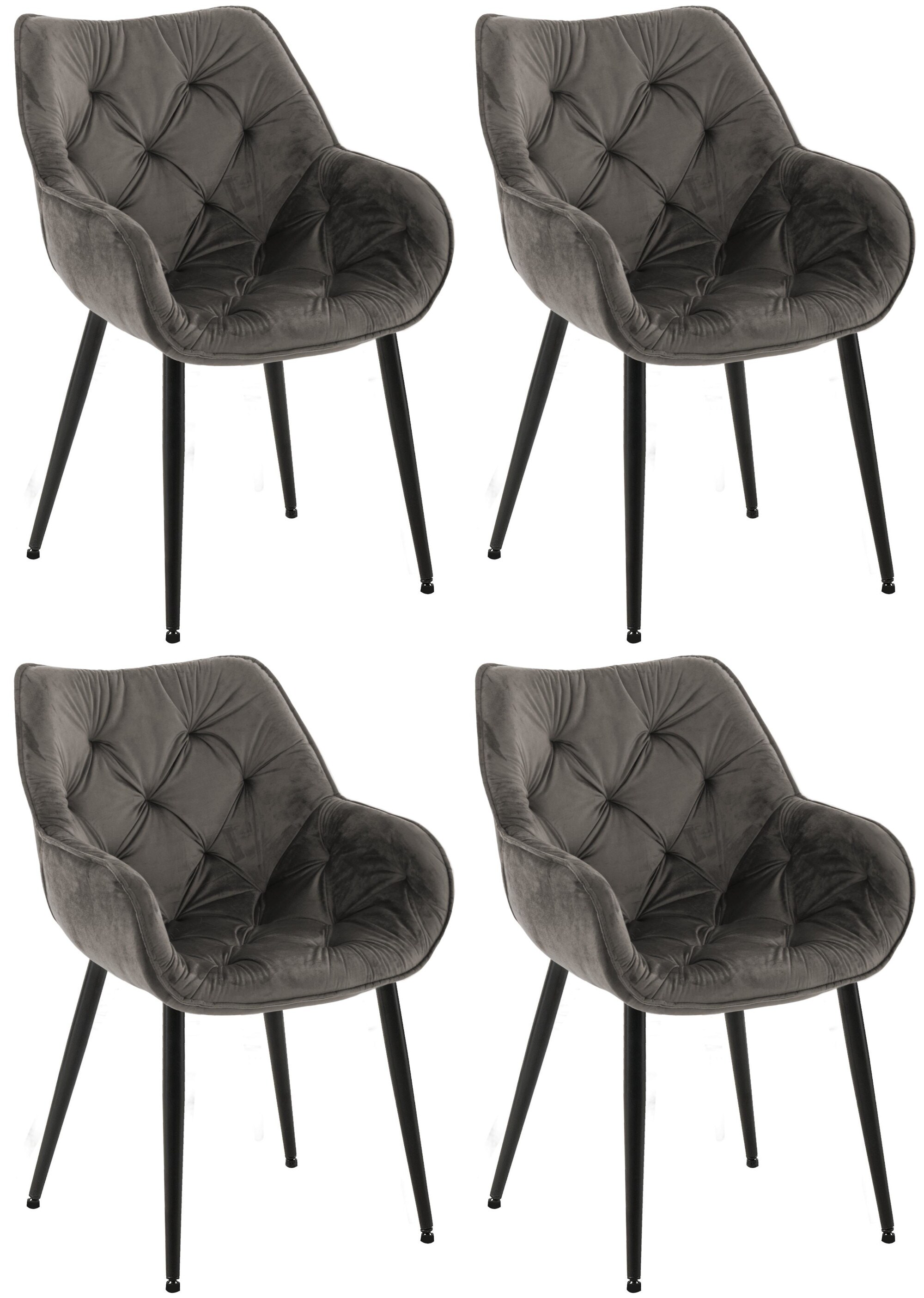 CLP 4er Set Stuhl Tanna Samt I Gesteppter Polsterstuhl I Esszimmerstuhl Mit Bodenschonern - Bild 1