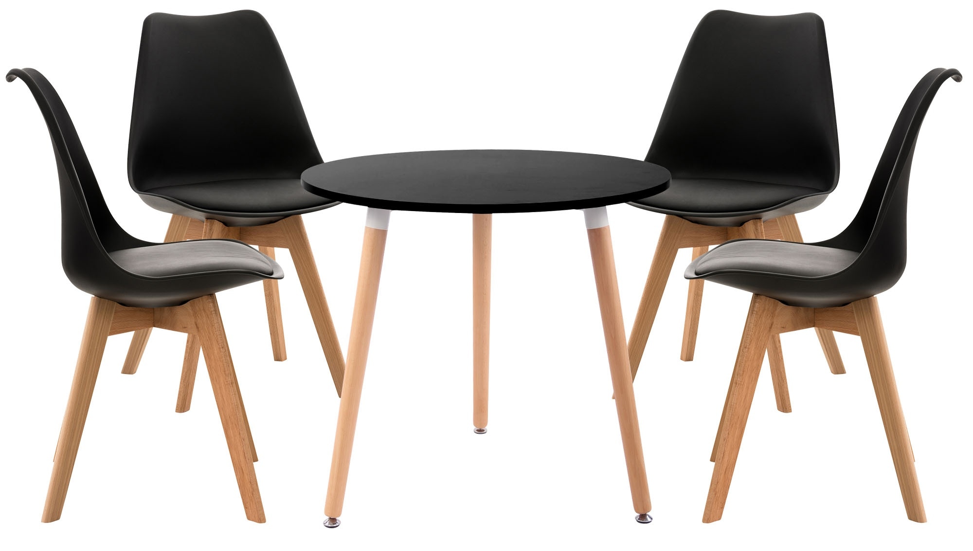 CLP Essgruppe Lansgar I Set aus 4x Stuhl Linares und 1x Tisch Ansgar I Runde Tischplatte &Oslash; 80 cm I Moderne Essgruppe - Bild 1