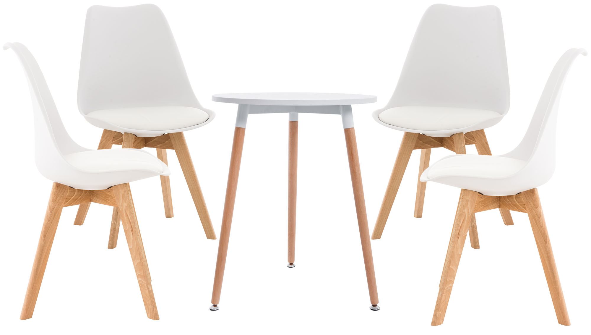 CLP Sitzgruppe Lamalie I Set aus 4x Stuhl Linares und 1x Tisch Amalie I runde Tischplatte &Oslash; 60 cm I Moderne Essgruppe - Bild 1