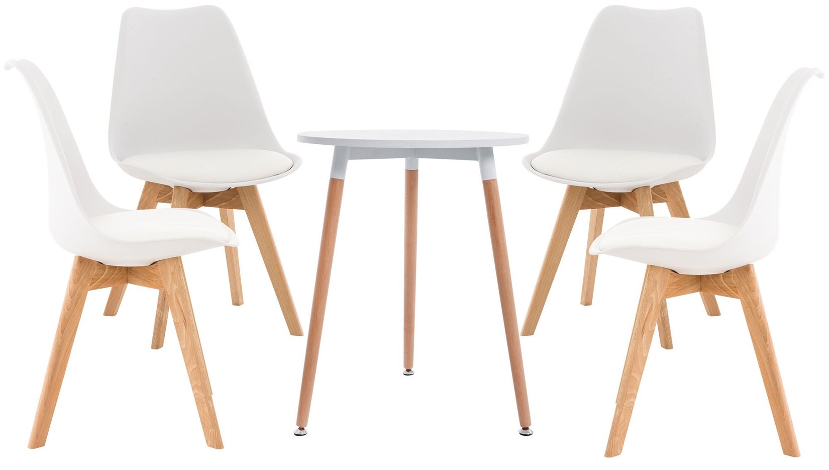 CLP Sitzgruppe Lamalie I Set aus 4x Stuhl Linares und 1x Tisch Amalie I runde Tischplatte Ø 60 cm I Moderne Essgruppe | 04255716342319