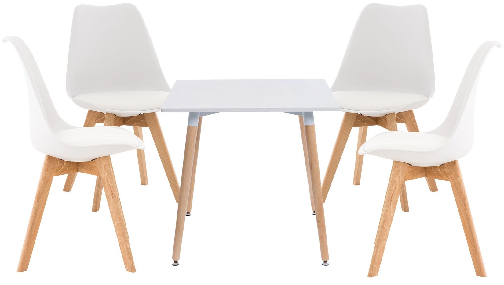 CLP Essgruppe Lente für die Küche   Tisch und Stuhl-Set im skandinavischen Design   5-teiliges Set, stapelbare Stühle, platzsparend & modern | 04255716342333