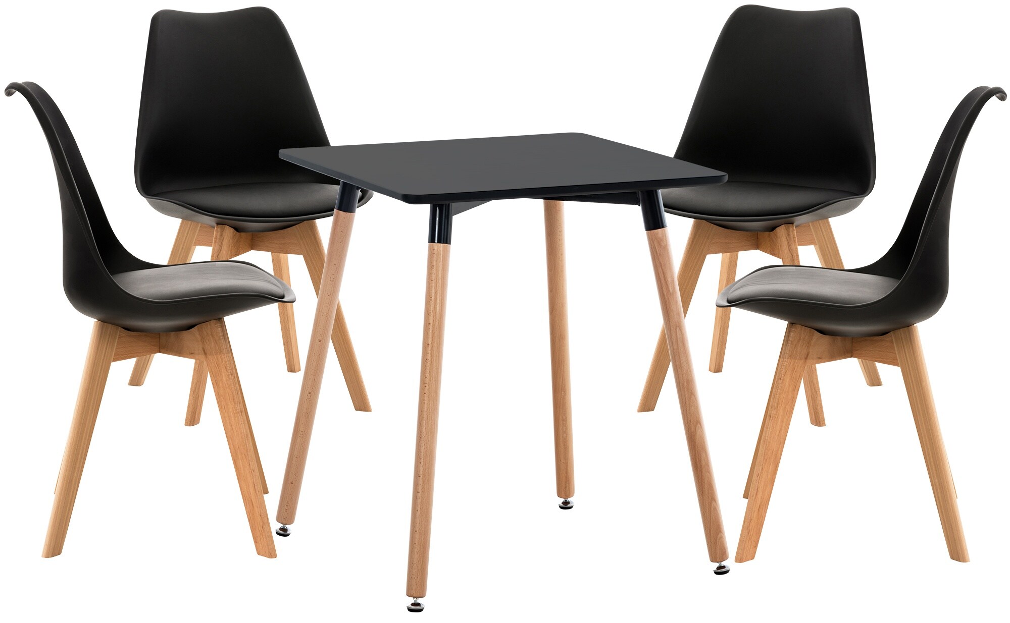 CLP Sitzgruppe Liborg I Set aus 4x Stuhl Linares und 1x Tisch Viborg I Quadratische Tischplatte 60 x 60 cm I Moderne Essgruppe - Bild 1