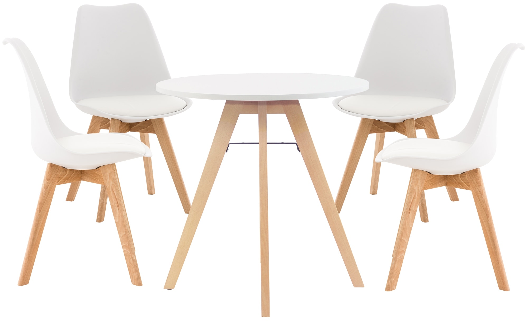 CLP Sitzgruppe Livik I Set aus 4x Stuhl Linares und 1x Tisch Viktor I runde Tischplatte &Oslash; 75 cm I Moderne Essgruppe - Bild 1