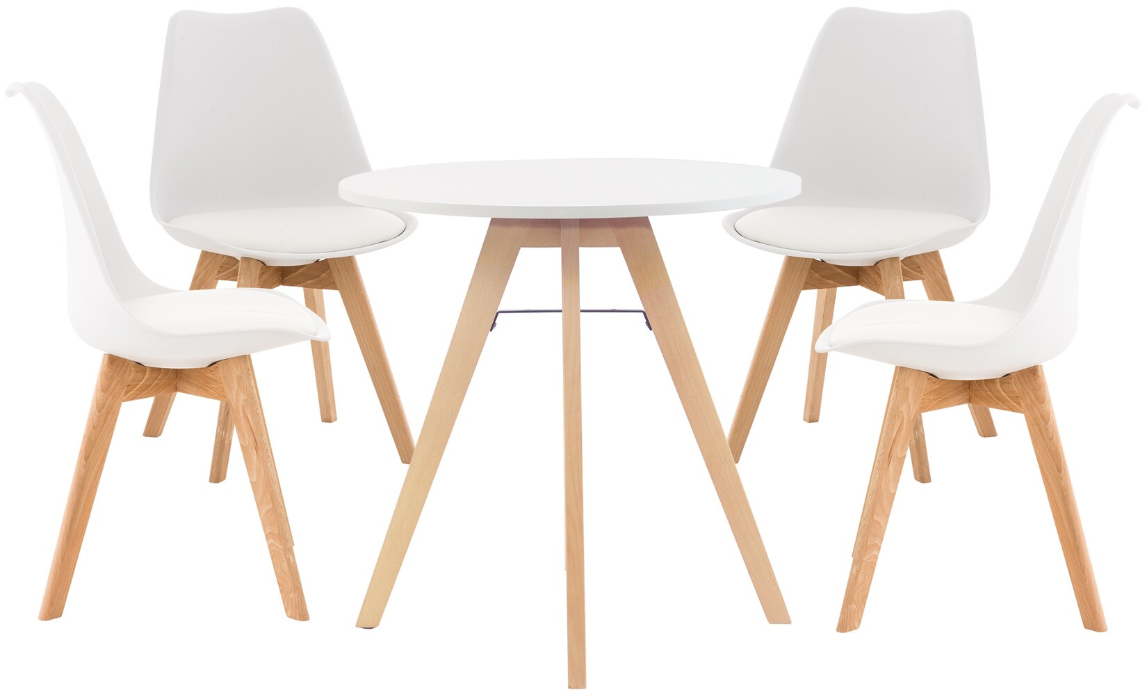 CLP Sitzgruppe Livik I Set aus 4x Stuhl Linares und 1x Tisch Viktor I runde Tischplatte Ø 75 cm I Moderne Essgruppe | 04255716342371