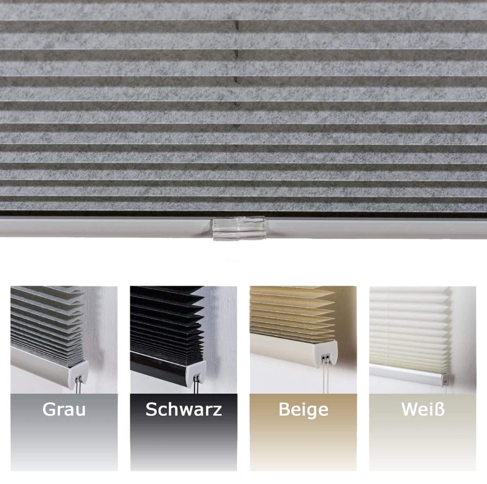 CLP Plissee ohne Bohren mit Klemmfix Montage I 150cm L&auml;nge und variable Breite, Max. H&ouml;he Fensterfl&uuml;gel 130cm I Lichtdurchl&auml;ssig und blickdicht - Bild 1