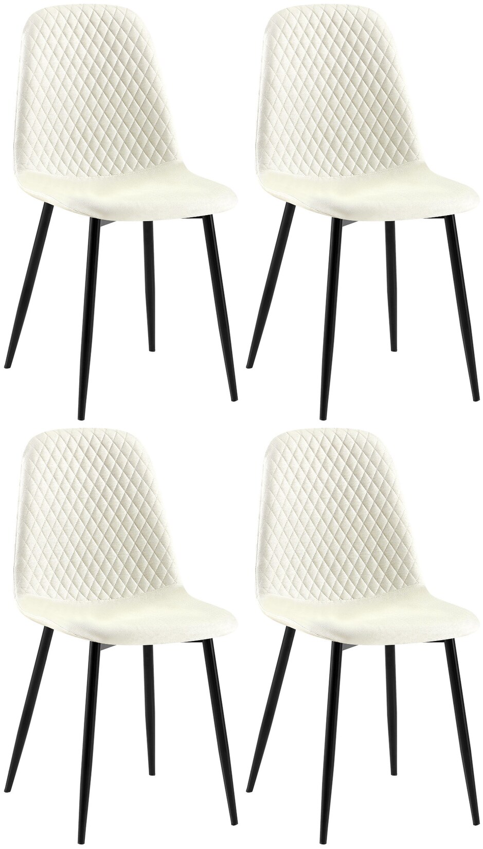 CLP 4er Set Esszimmerstuhl gepolstert Giverny, Stoffstuhl mit Ziernähten und Bodenschonern, Sessel belastbar bis 150 kg | 04255716347154