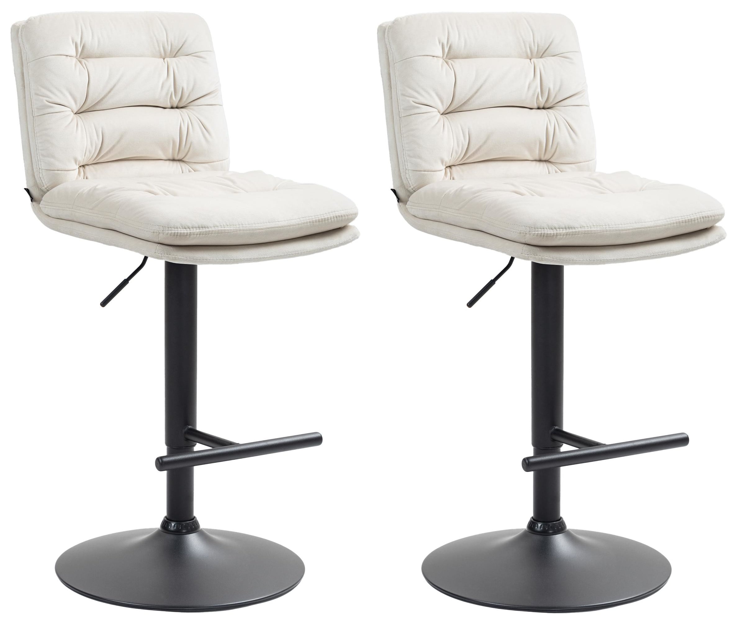 CLP 2er Set Barhocker Damar mit Samtbezug I Barstuhl h&ouml;henverstellbar und drehbar I gepolsterter Tresenhocker mit Fu&szlig;st&uuml;tze und R&uuml;ckenlehne - Bild 1