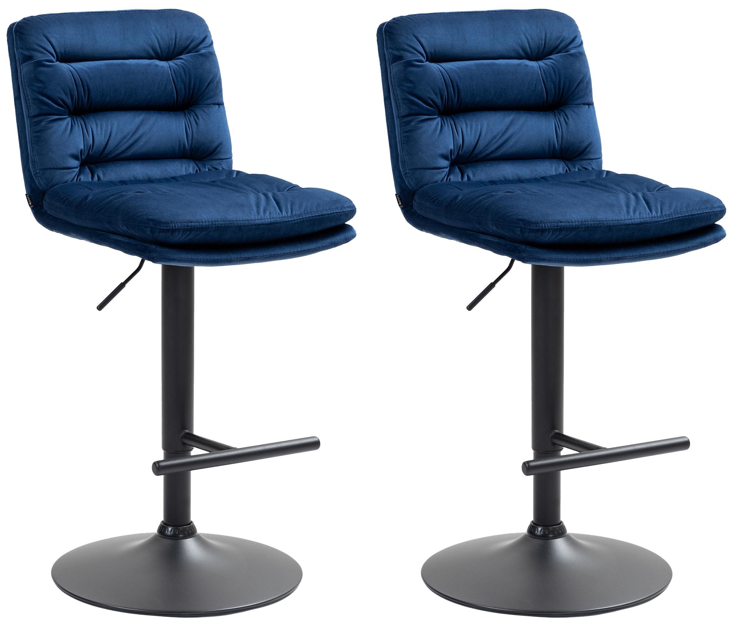 CLP 2er Set Barhocker Damar mit Samtbezug I Barstuhl h&ouml;henverstellbar und drehbar I gepolsterter Tresenhocker mit Fu&szlig;st&uuml;tze und R&uuml;ckenlehne - Bild 1