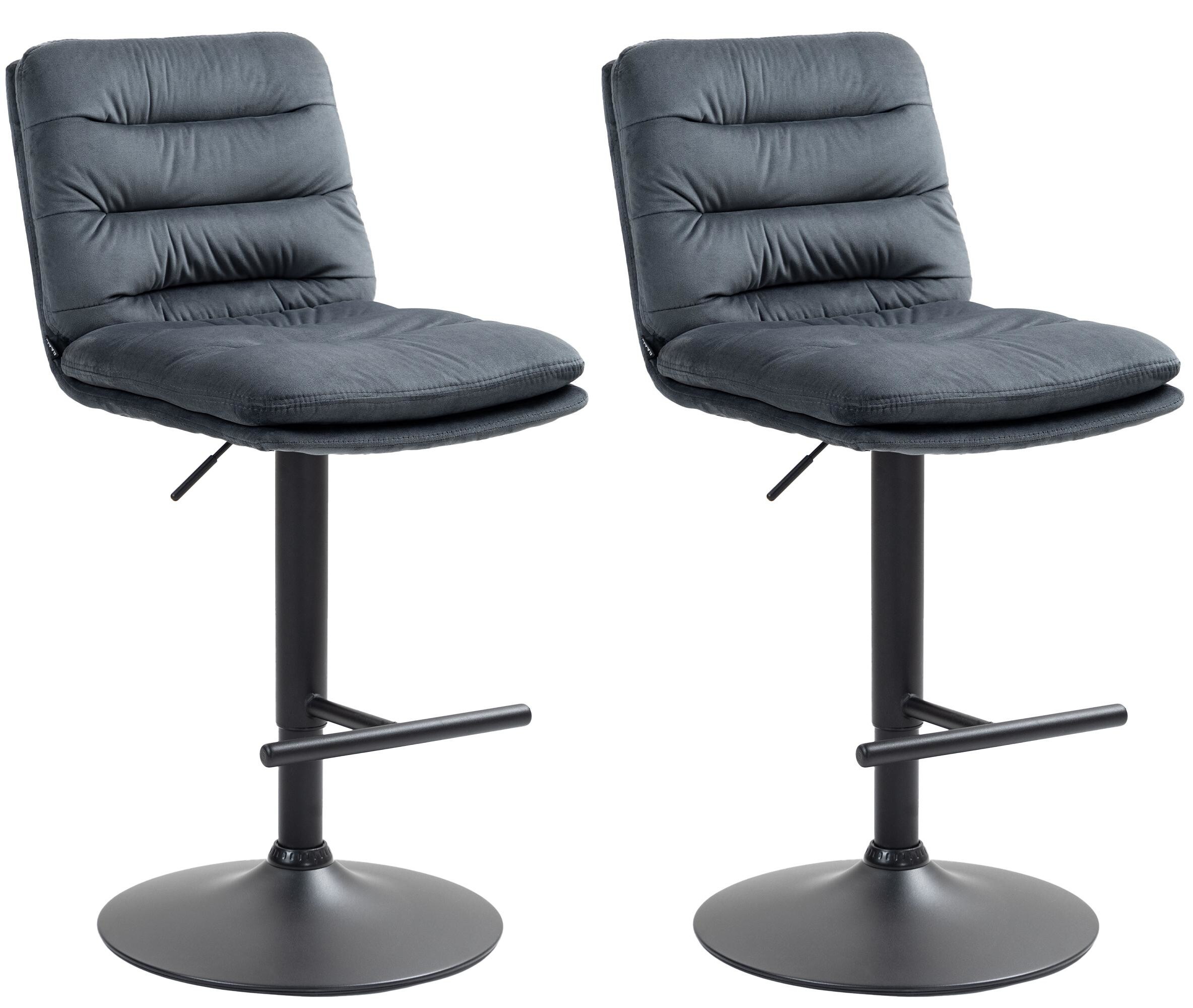 CLP 2er Set Barhocker Damar mit Samtbezug I Barstuhl h&ouml;henverstellbar und drehbar I gepolsterter Tresenhocker mit Fu&szlig;st&uuml;tze und R&uuml;ckenlehne - Bild 1