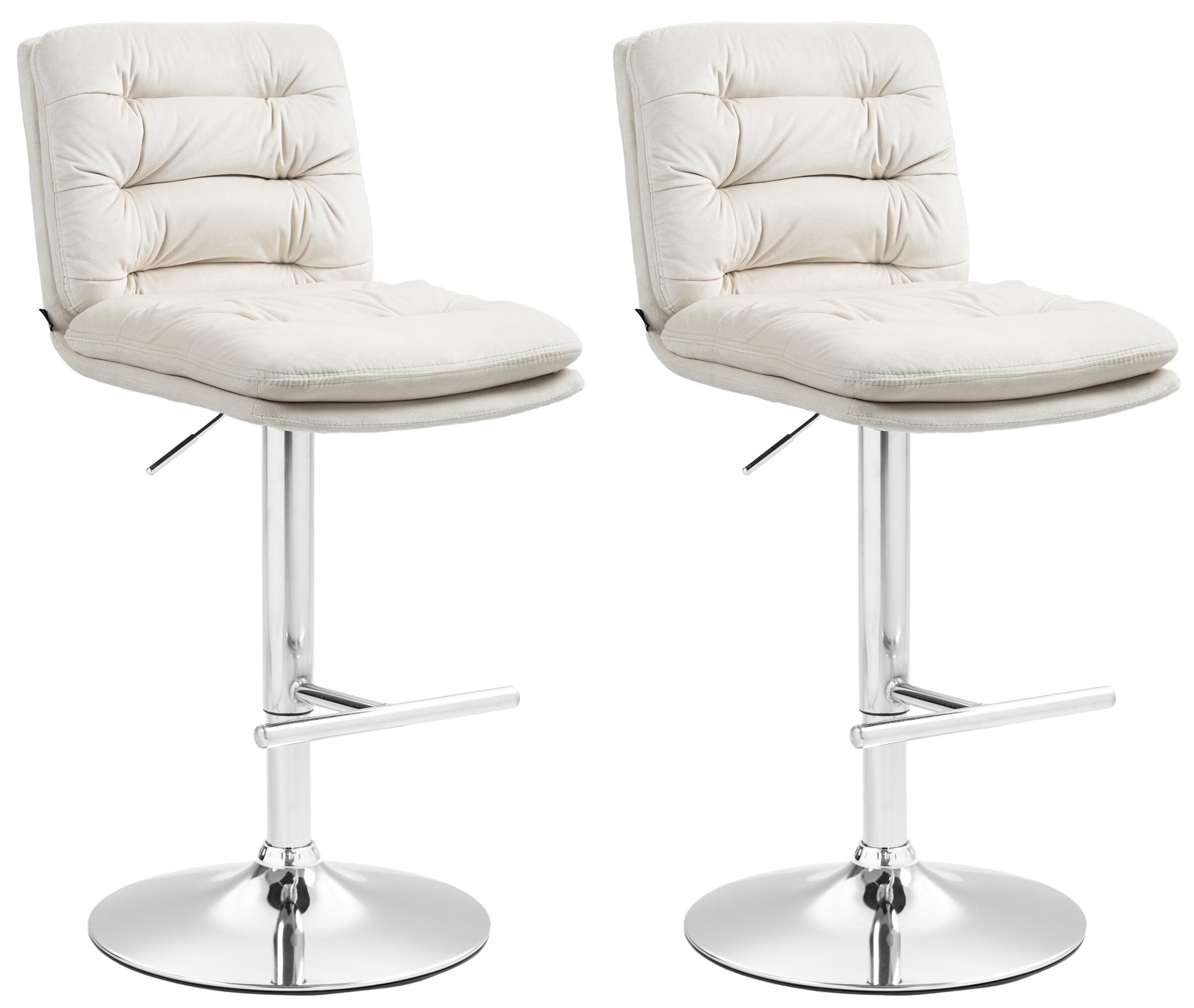 CLP 2er Set Barhocker Damar mit Samtbezug I Barstuhl h&ouml;henverstellbar und drehbar I gepolsterter Tresenhocker mit Fu&szlig;st&uuml;tze und R&uuml;ckenlehne - Bild 1
