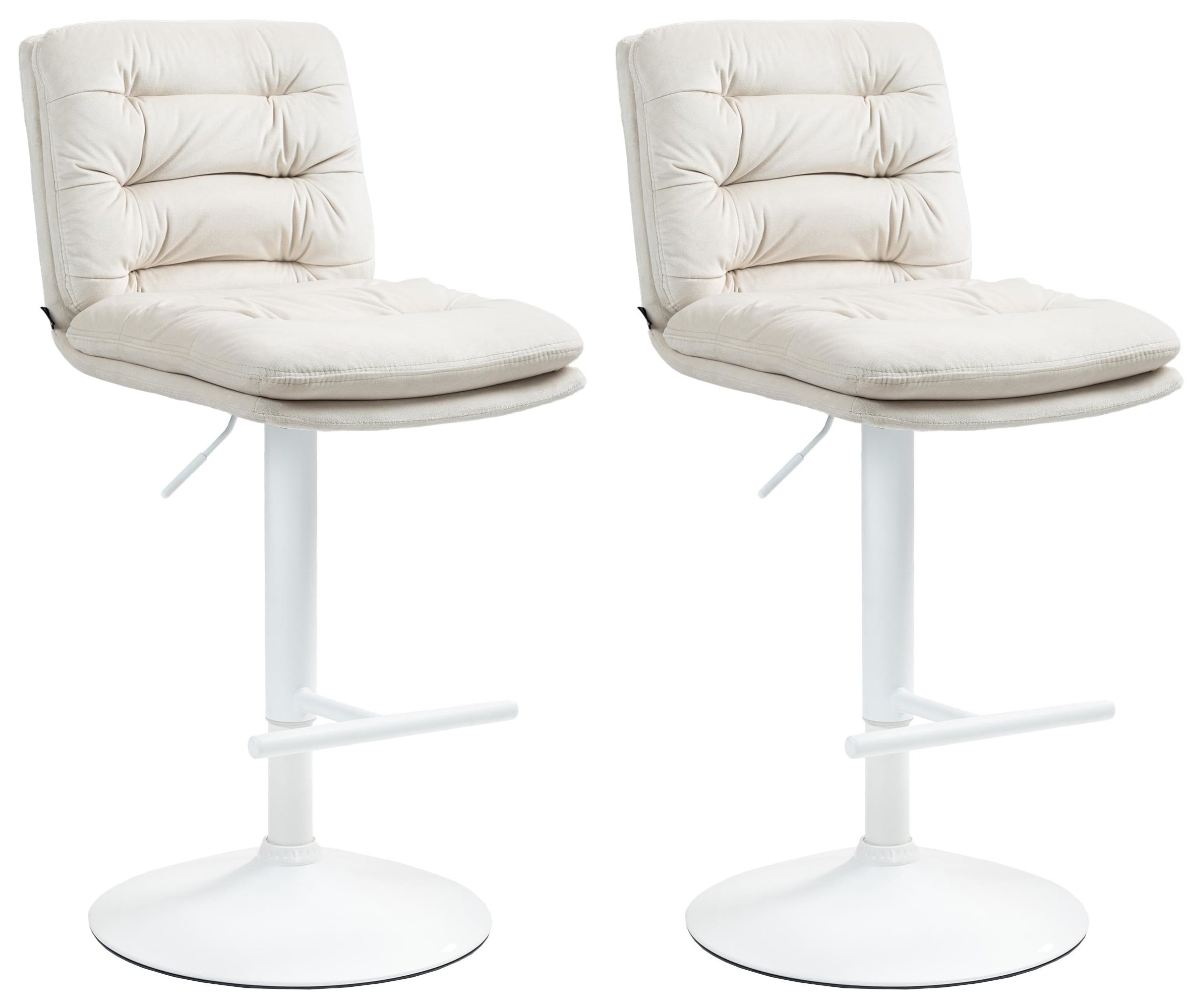 CLP 2er Set Barhocker Damar mit Samtbezug I Barstuhl h&ouml;henverstellbar und drehbar I gepolsterter Tresenhocker mit Fu&szlig;st&uuml;tze und R&uuml;ckenlehne - Bild 1