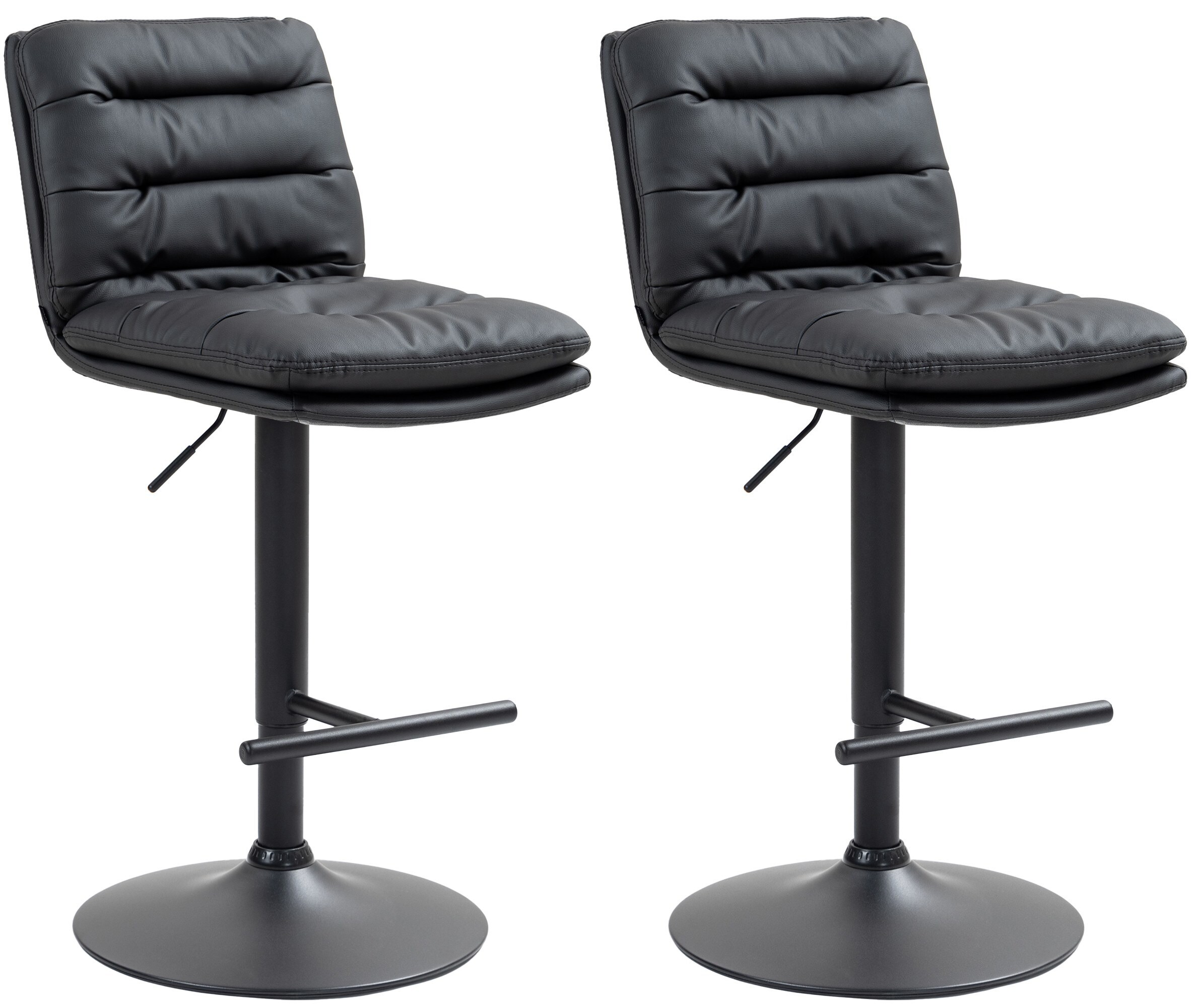 CLP 2er Set Barhocker Damar mit Kunstlederbezug I Barstuhl h&ouml;henverstellbar und drehbar I Tresenhocker mit Fu&szlig;st&uuml;tze und R&uuml;ckenlehne - Bild 1