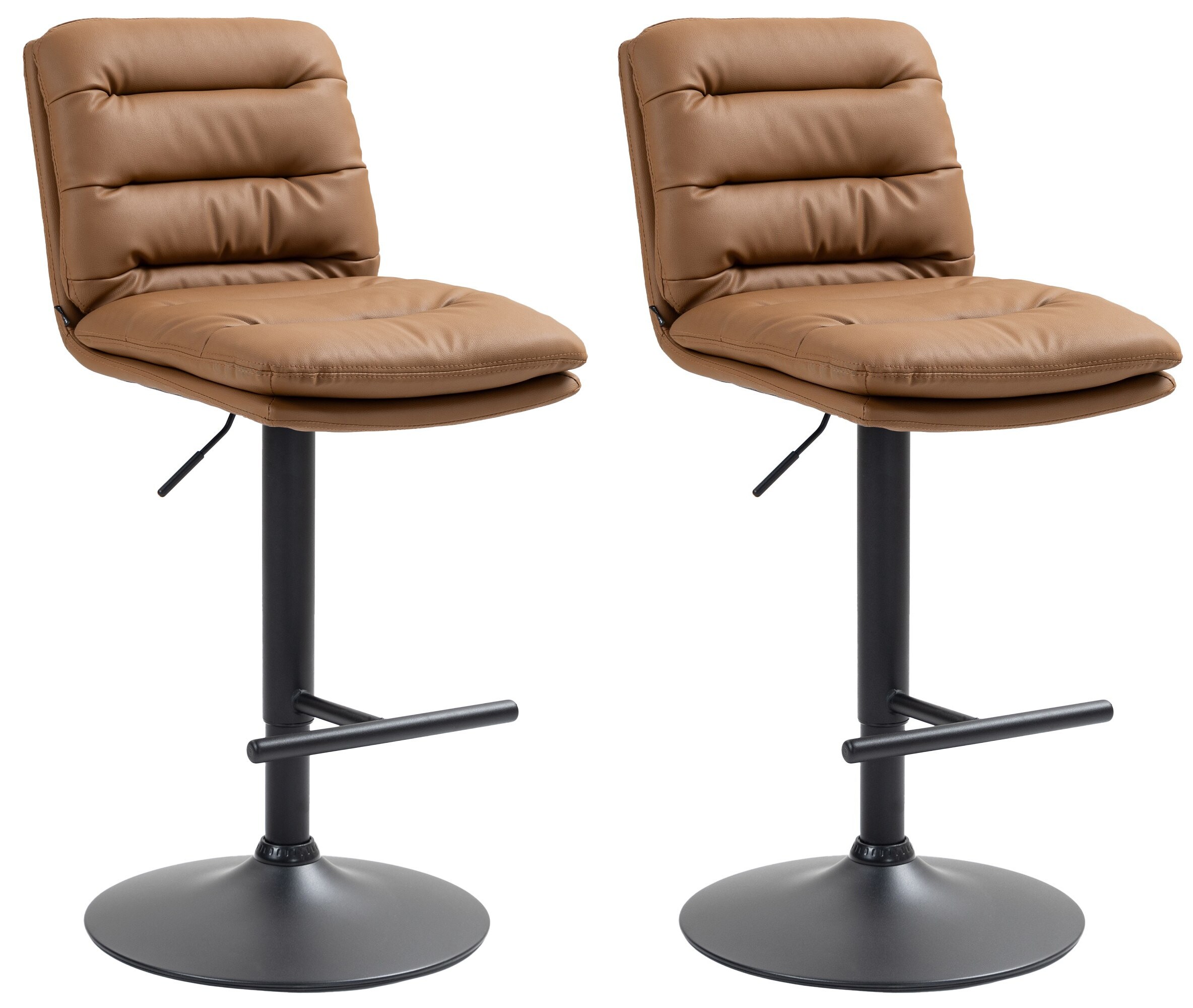 CLP 2er Set Barhocker Damar mit Kunstlederbezug I Barstuhl h&ouml;henverstellbar und drehbar I Tresenhocker mit Fu&szlig;st&uuml;tze und R&uuml;ckenlehne - Bild 1