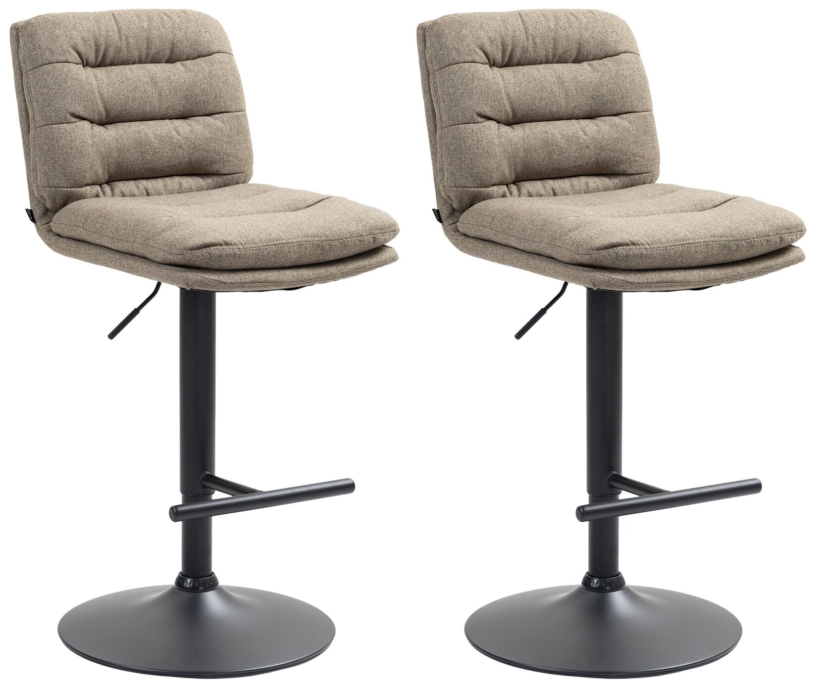 CLP 2er Set Barhocker Damar mit Stoffbezug I Barstuhl höhenverstellbar und drehbar I Tresenhocker mit Fußstütze und Rückenlehne | 04255716348014