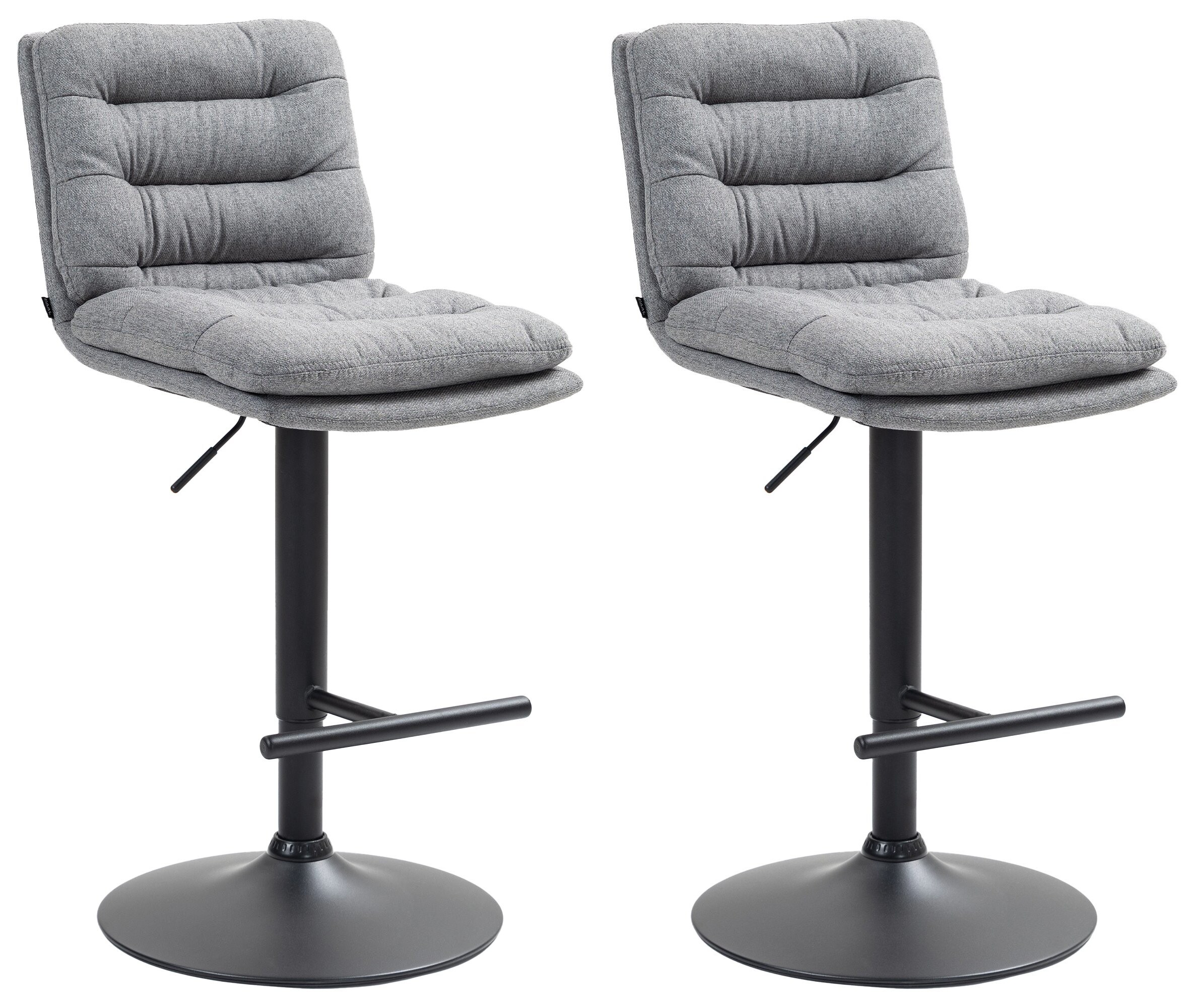CLP 2er Set Barhocker Damar mit Stoffbezug I Barstuhl h&ouml;henverstellbar und drehbar I Tresenhocker mit Fu&szlig;st&uuml;tze und R&uuml;ckenlehne - Bild 1