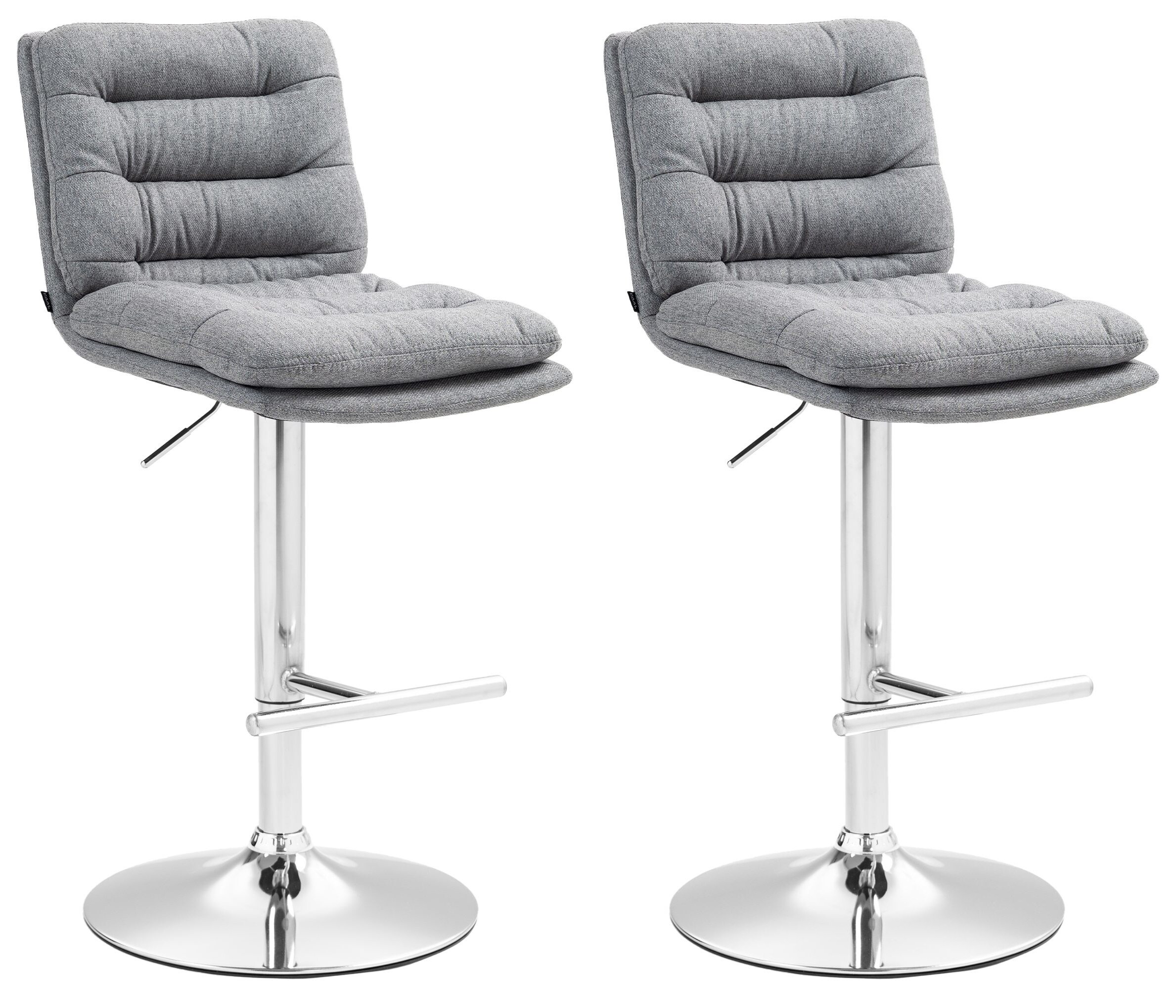 CLP 2er Set Barhocker Damar mit Stoffbezug I Barstuhl h&ouml;henverstellbar und drehbar I Tresenhocker mit Fu&szlig;st&uuml;tze und R&uuml;ckenlehne - Bild 1