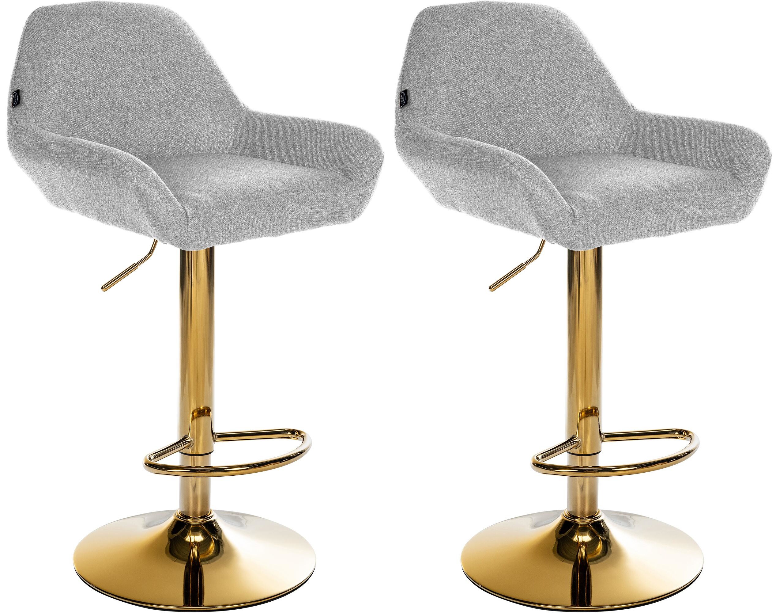 CLP 2er Set Barhocker Braga Stoffbezug mit Goldgestell I h&ouml;henverstellbar und 360 drehbar I moderner Barstuhl mit Fu&szlig;st&uuml;tze f&uuml;r K&uuml;che und Bar - Bild 1